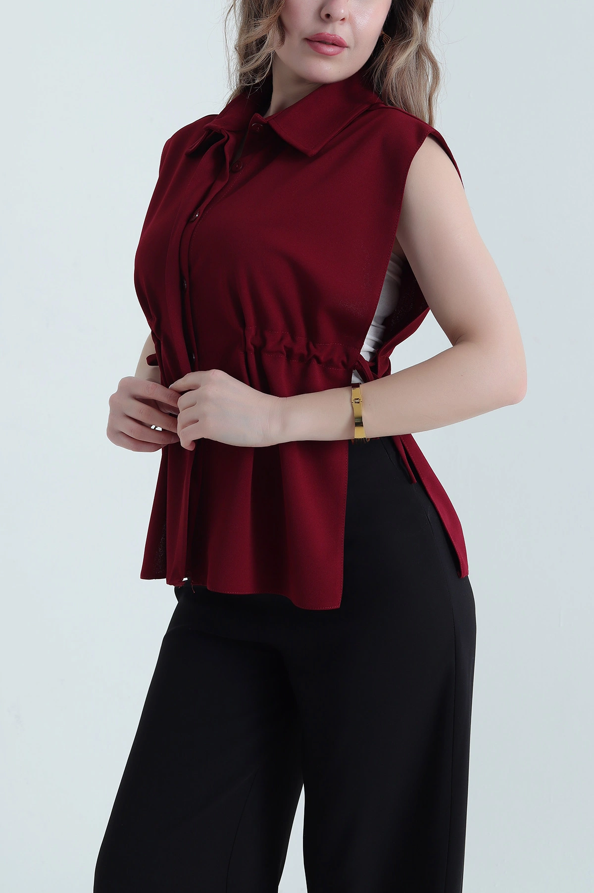 Bordo Yeni Sezon Crep Kadın Üst 441225