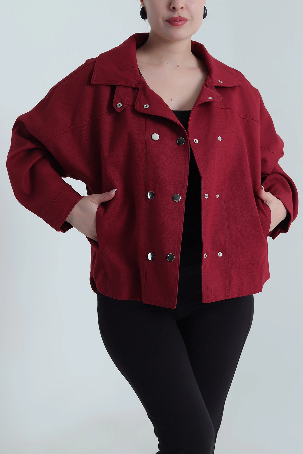 Bordo Yeni Sezon Kadın Gabardin Ceket 492976