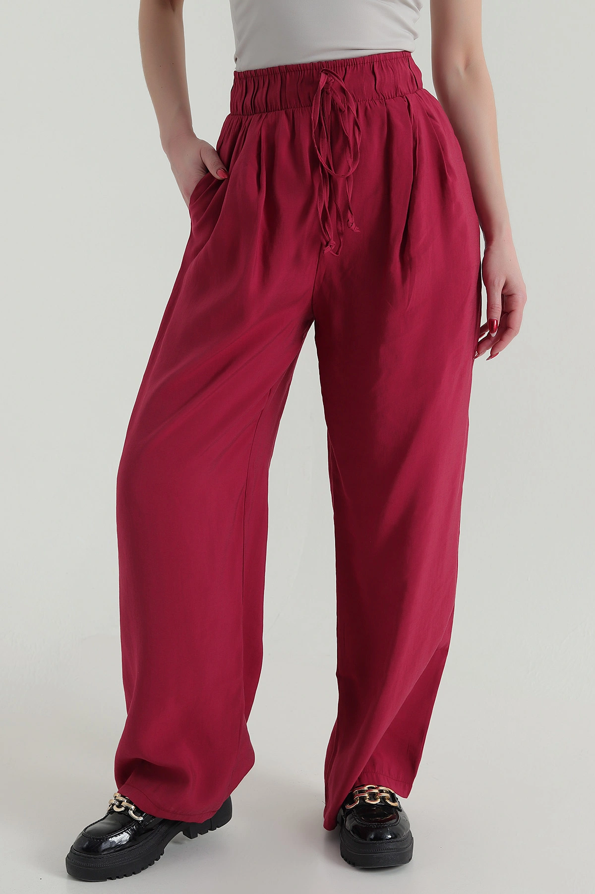 Bordo Yeni Sezon Modal Kadın Pantolon 425231