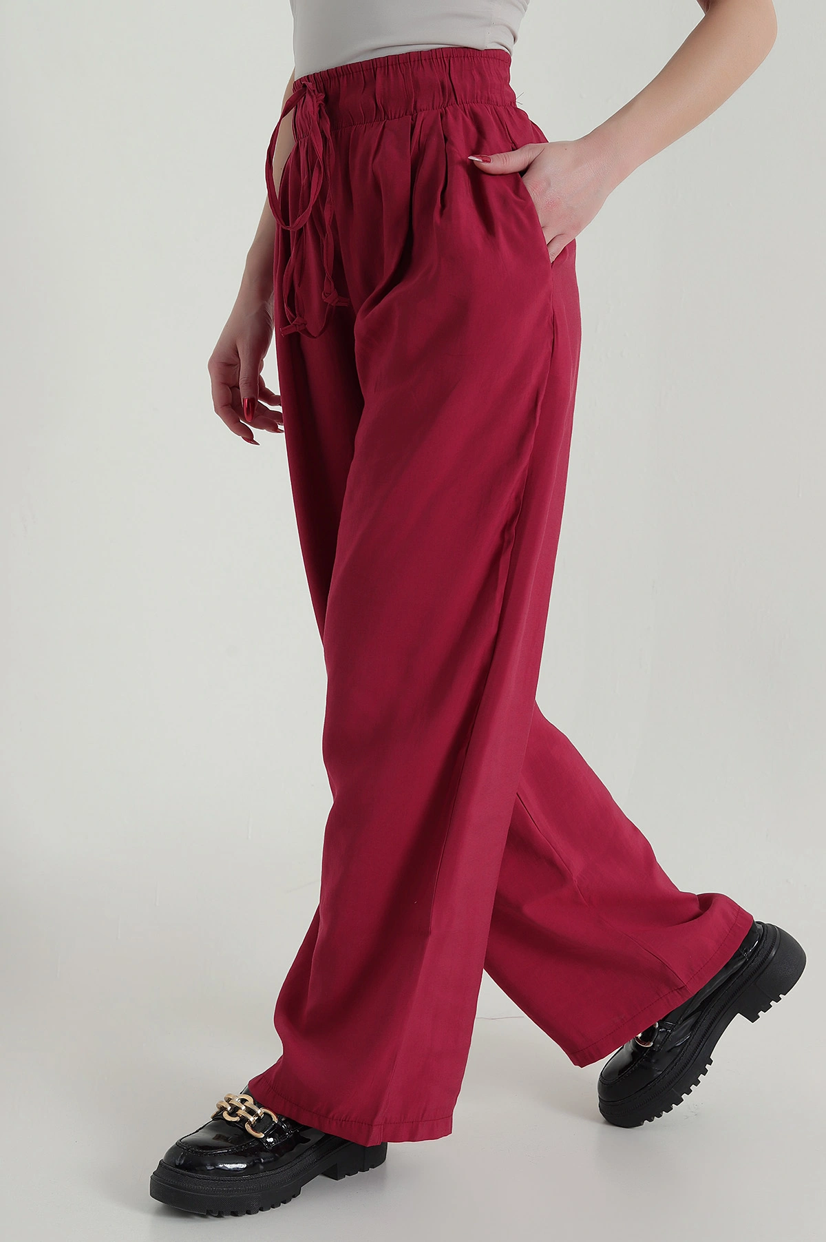 Bordo Yeni Sezon Modal Kadın Pantolon 425231