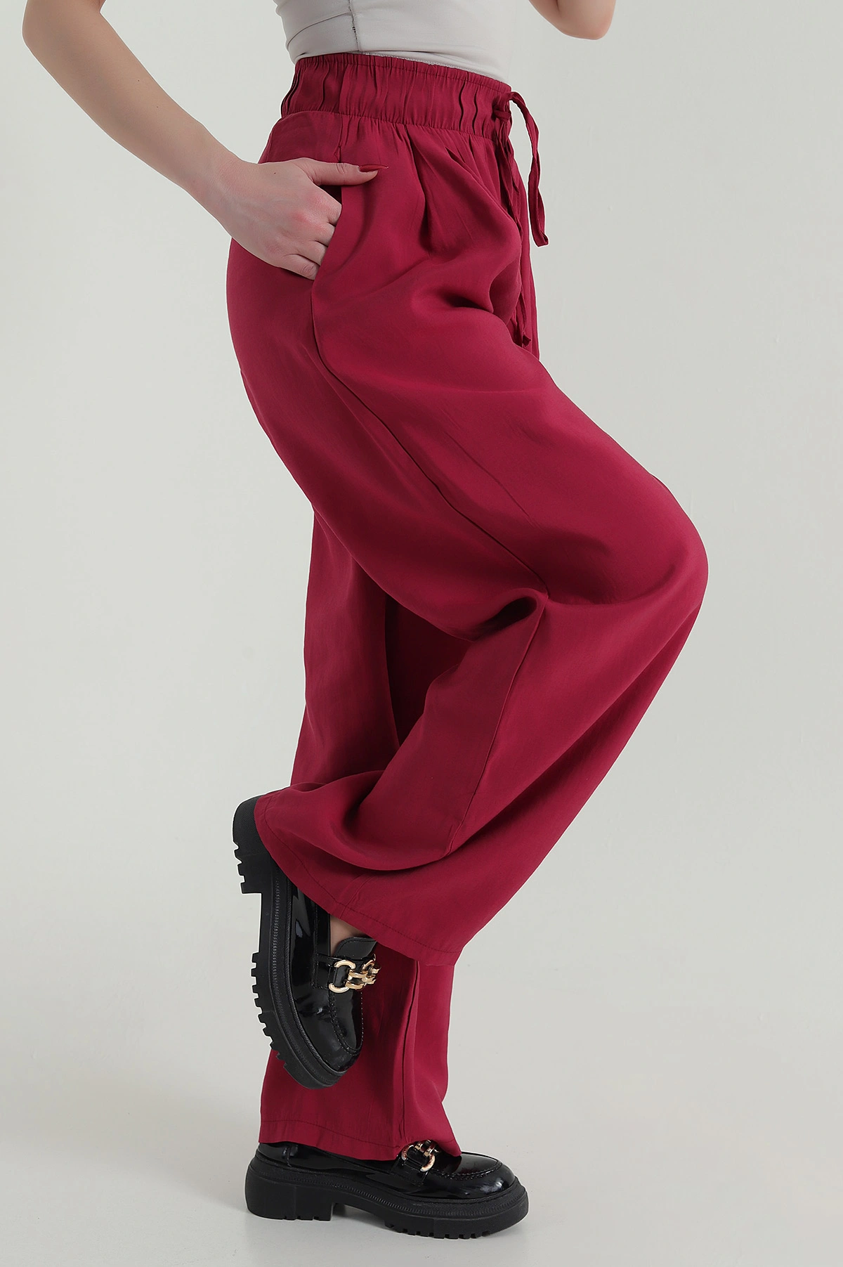 Bordo Yeni Sezon Modal Kadın Pantolon 425231