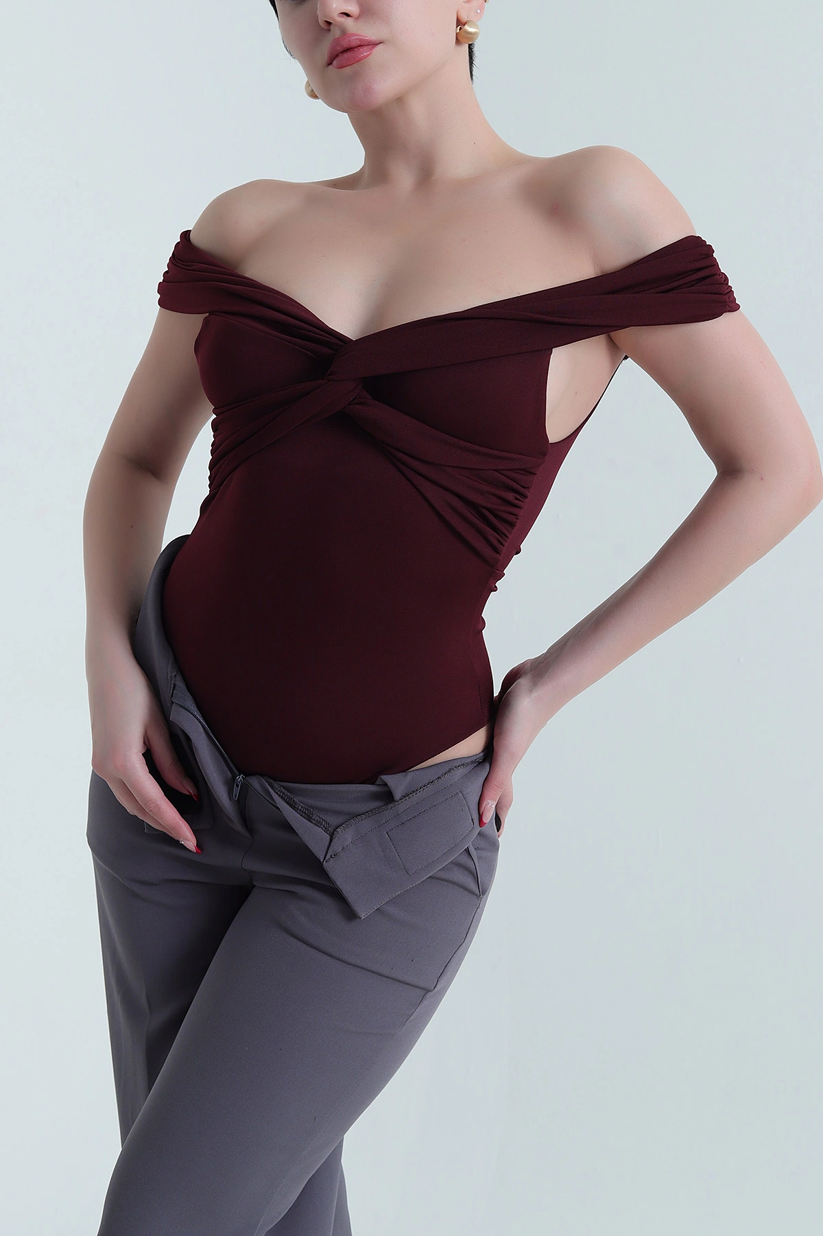 Bordo Yeni Sezon Scuba Kadın Zıbın BLuz 437926