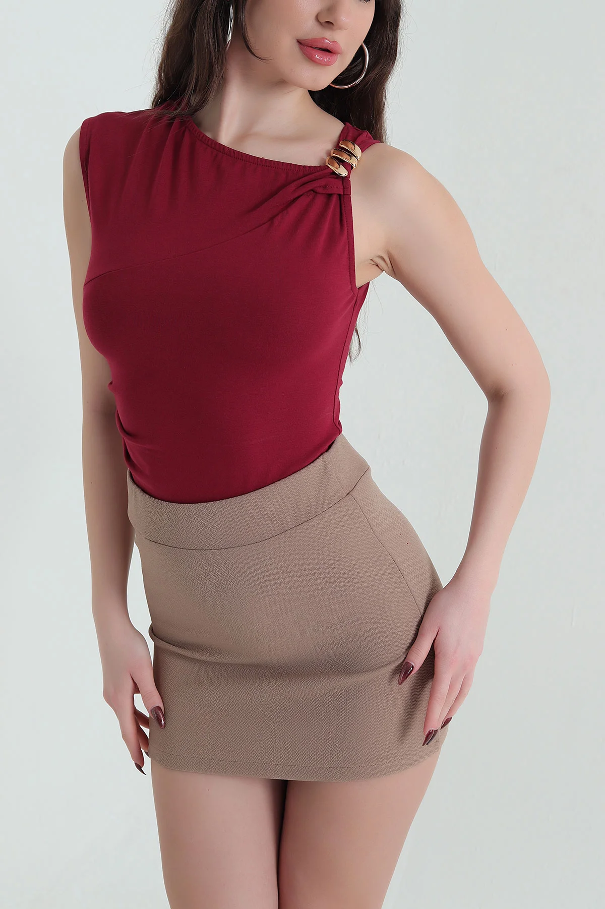Bordo Yeni Sezon Süprem Kadın Bluz 434141
