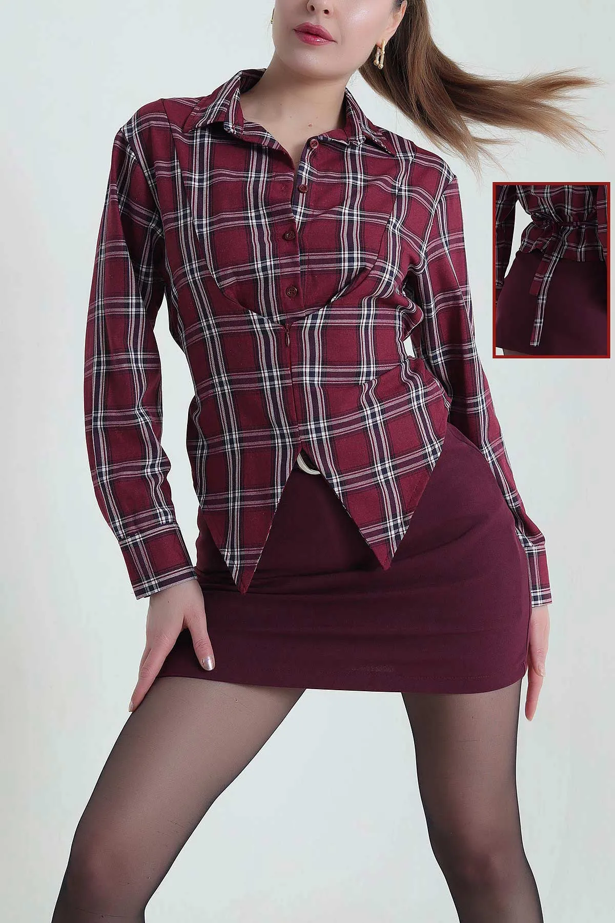 Bordo Yeni Sezon Tasarım Kadın Gömlek 434995