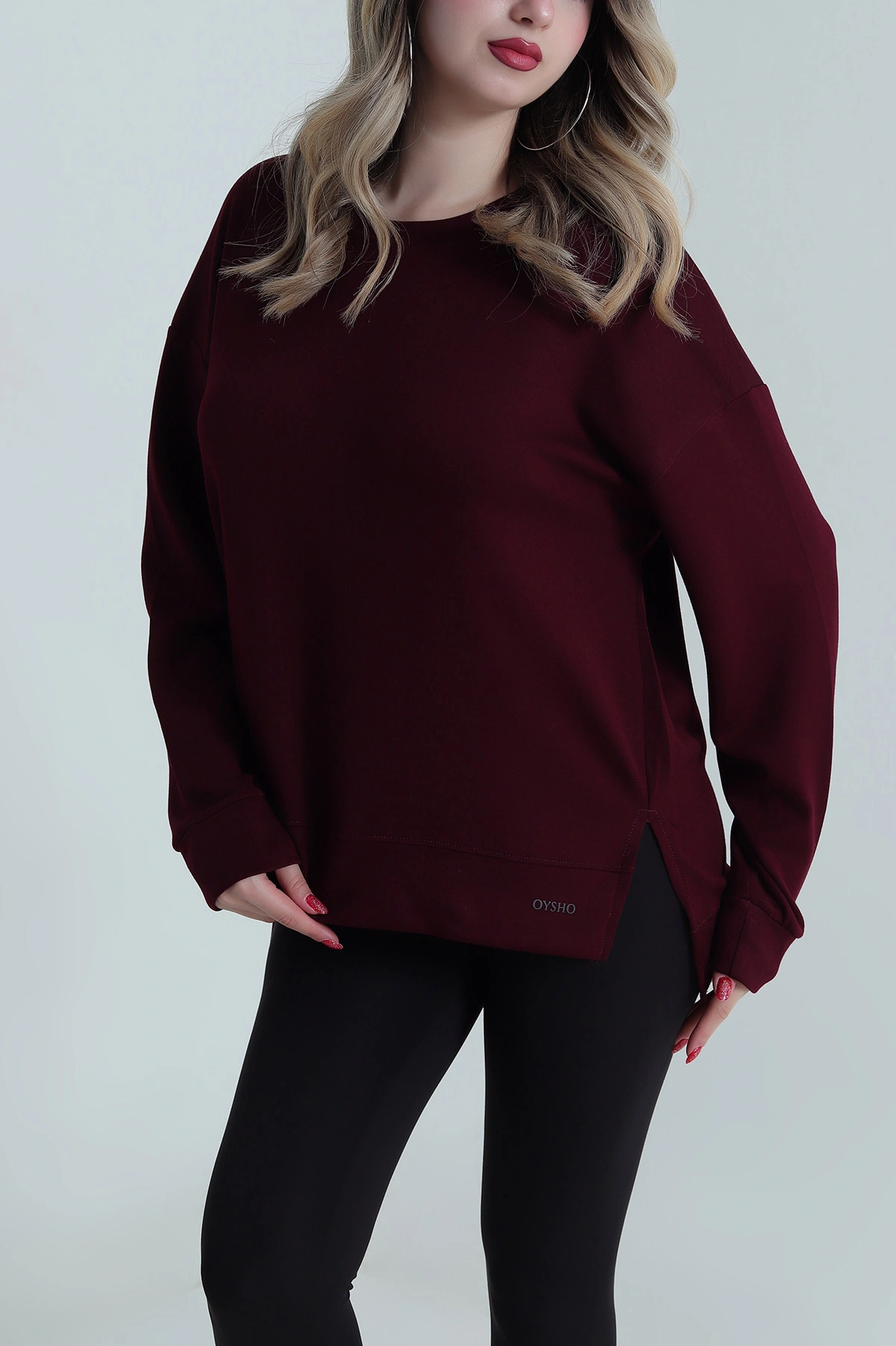 Bordo Yırtmaçlı Oysho Kadın Sweat 486331