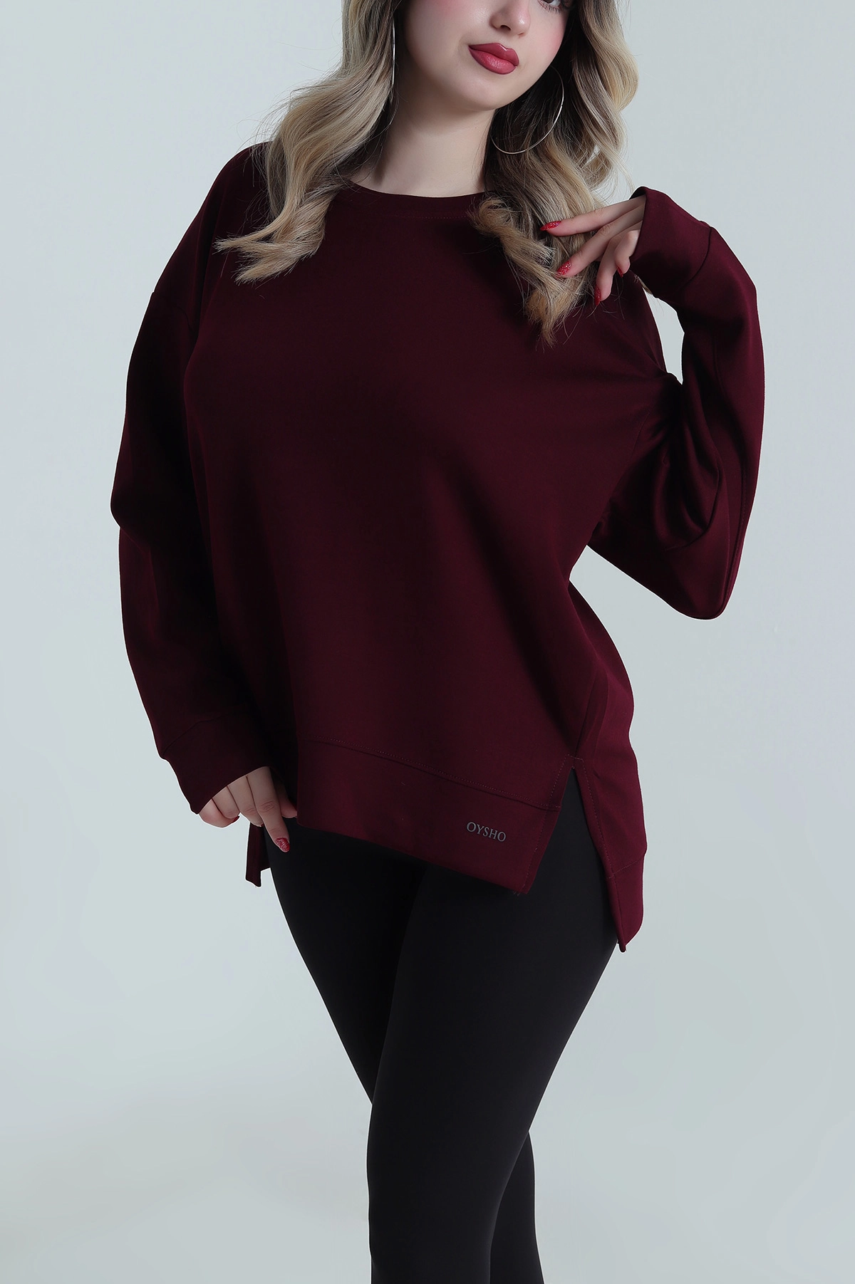 Bordo Yırtmaçlı Oysho Kadın Sweat 486331