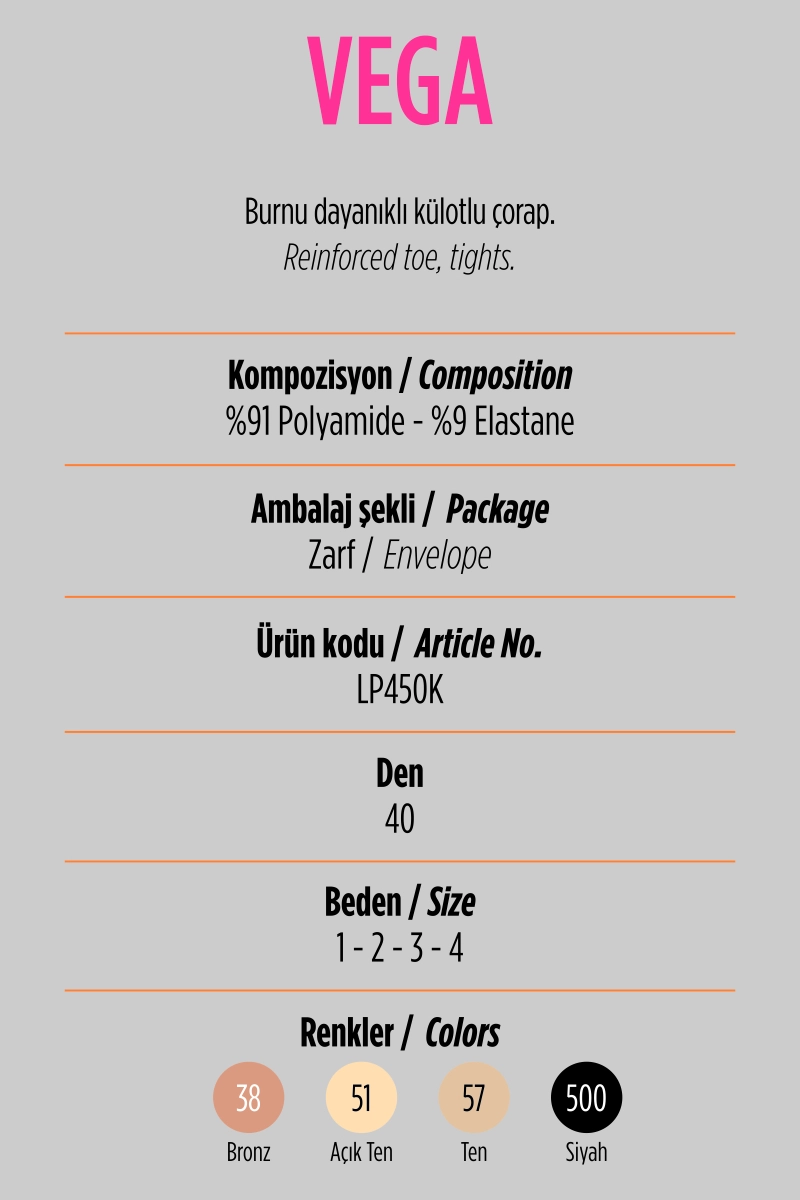 Bronz-38 Penti Vega 40 Den Burnu Dayanıklı Kadın Külotlu Çorap 420409