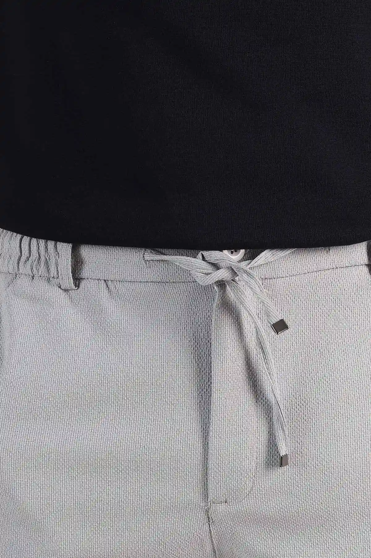 Buz Gri Regular Fit Dokulu Bel Lastikli Erkek Pantolon 382288