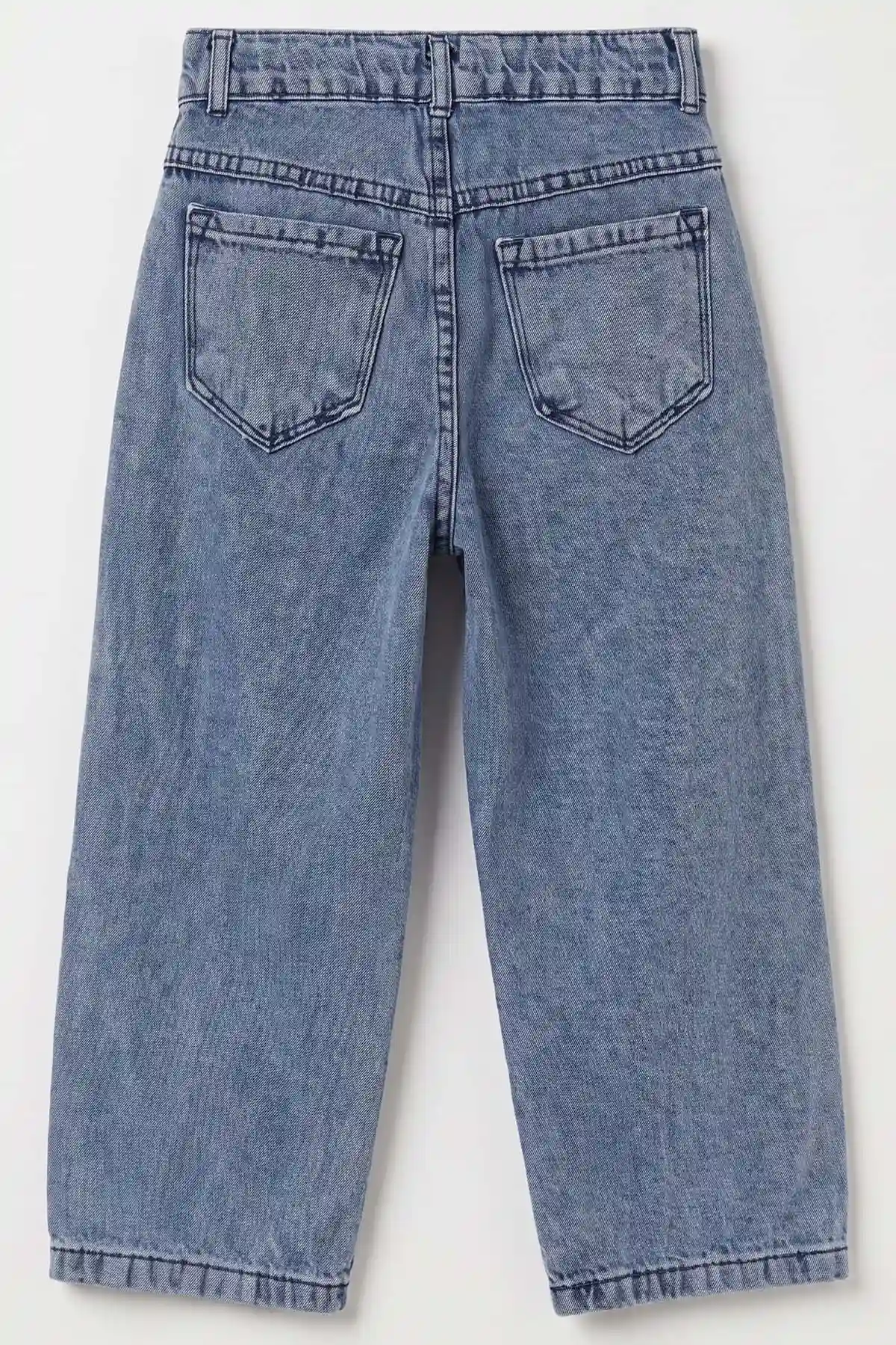 Buz Mavisi (5-12 Yaş) Pensli Baggy Erkek Çocuk Kot Pantolon 490866