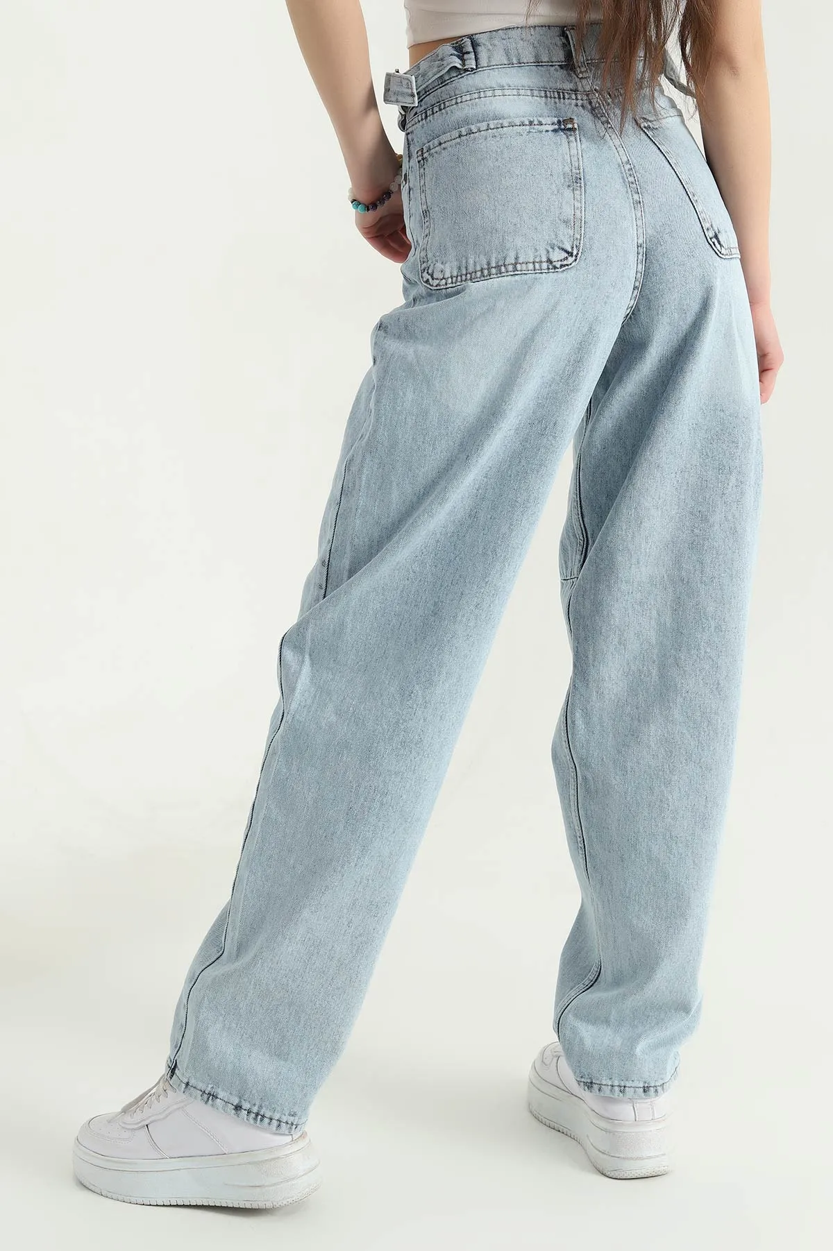 Buz Mavisi Baggy Bayan Kot Pantolon 339865