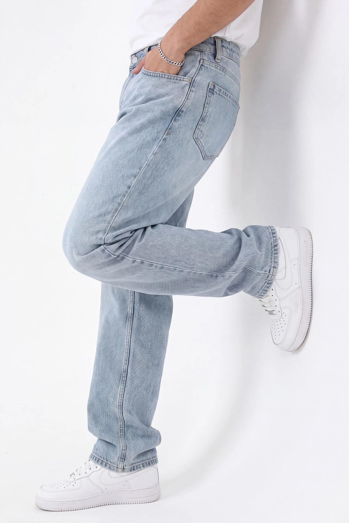Buz Mavisi Baggy Erkek Kot Pantolon 472176