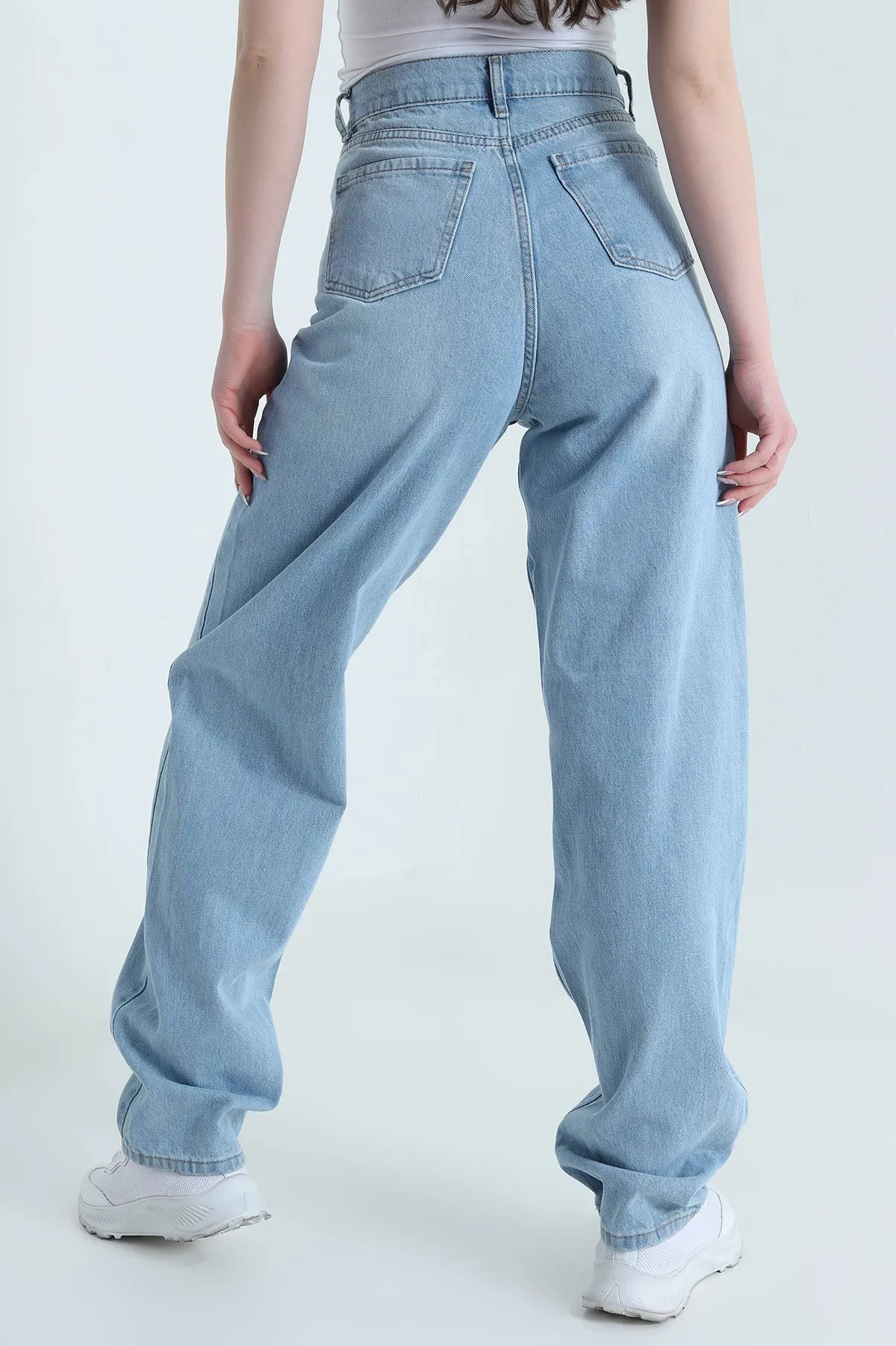 Buz Mavisi Baggy Kadın Kot Pantolon 453289