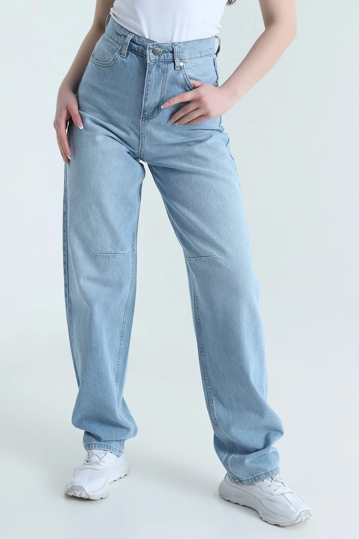 Buz Mavisi Baggy Kadın Kot Pantolon 453289