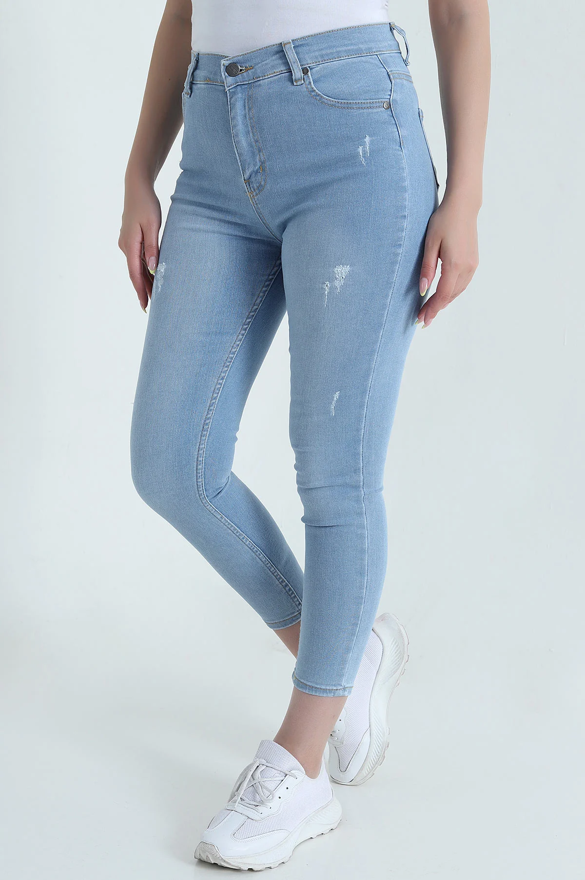 Buz Mavisi Lazlerli Likralı Kadon Kot Pantolon 468294