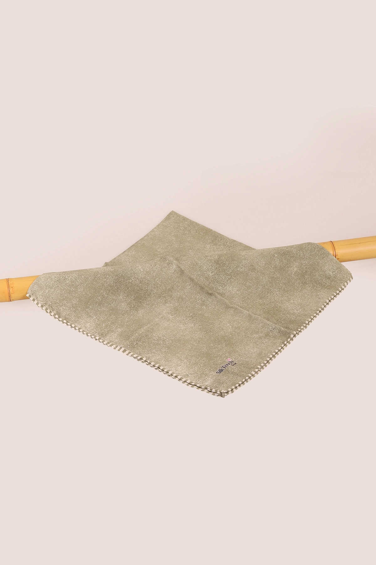 Çağla Yeşil 98X98 Cm Çizgili Bordürlü Keten Eşarp 436037