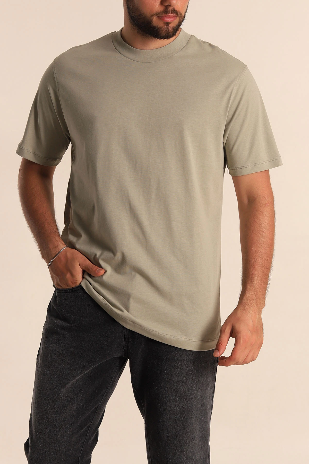 Çağla Yeşili Relaxed Fit Basic Erkek Tişört 279890