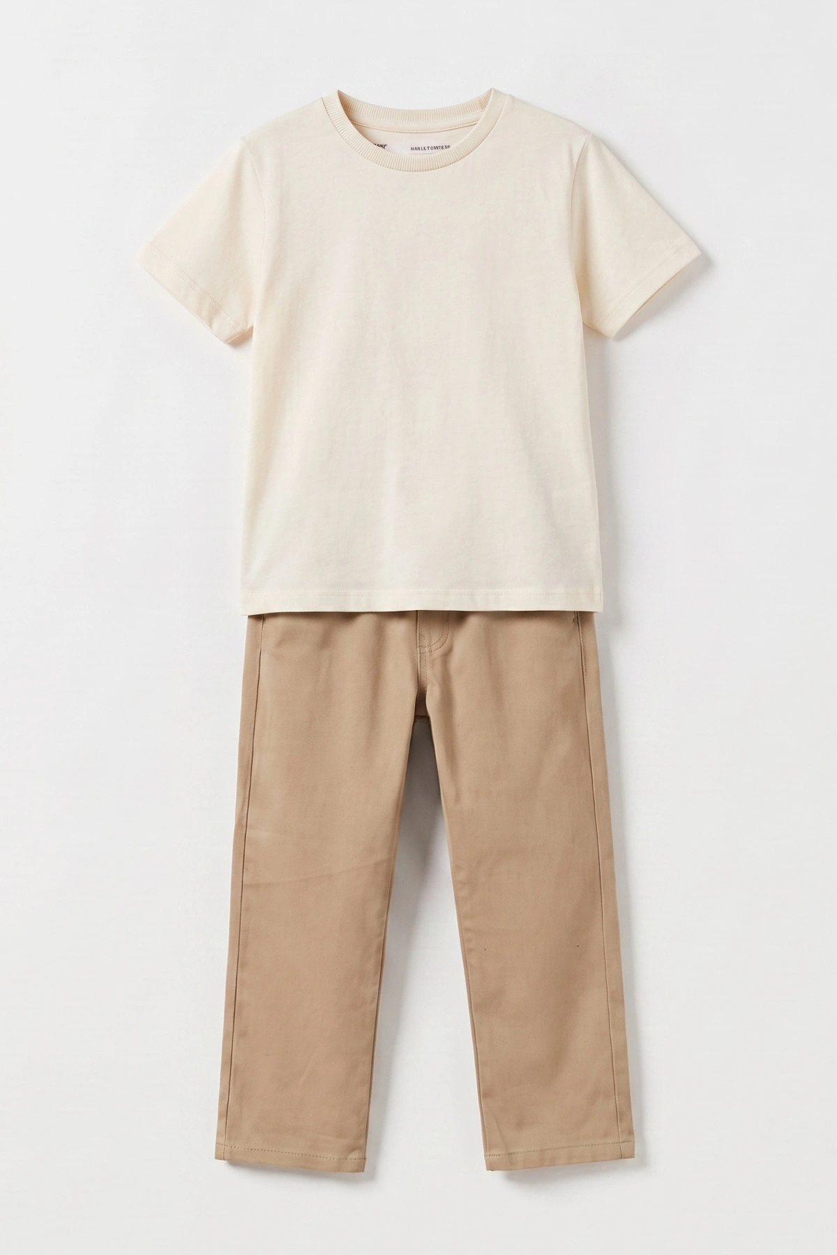 Camel (3-10 Yaş)Kot Gömlekli Tişörtlü Gabardin Pantolonlu Erkek Çocuk 3'lü Takım 478442
