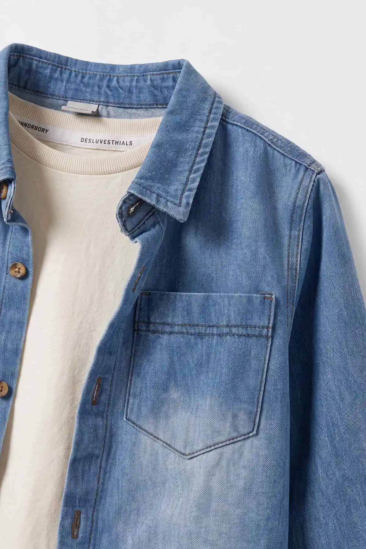 Camel (3-10 Yaş)Kot Gömlekli Tişörtlü Gabardin Pantolonlu Erkek Çocuk 3'lü Takım 478442