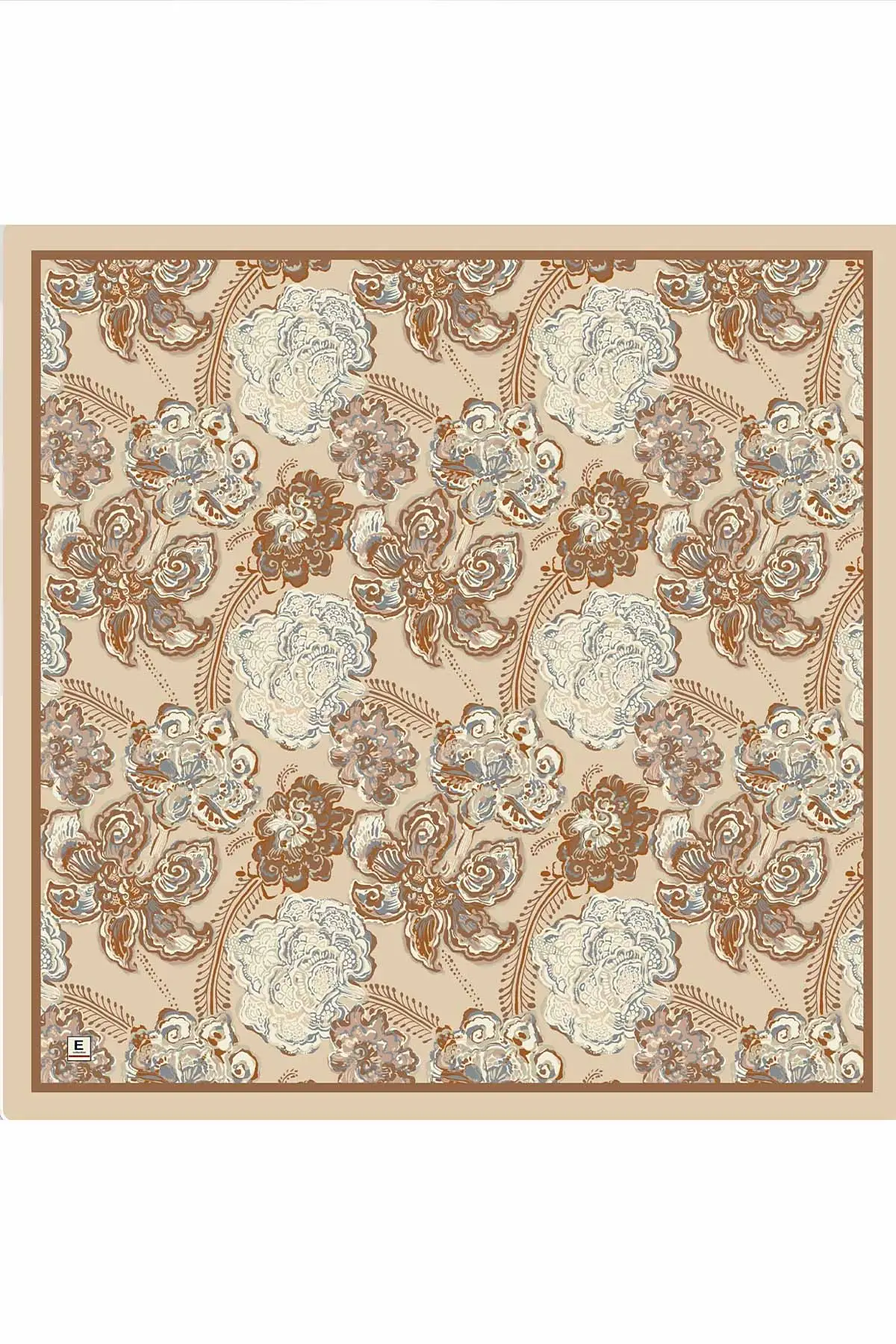 Camel 95x95 Cm Dijital Baskılı Mercan Desen Soft Eşarp 473262