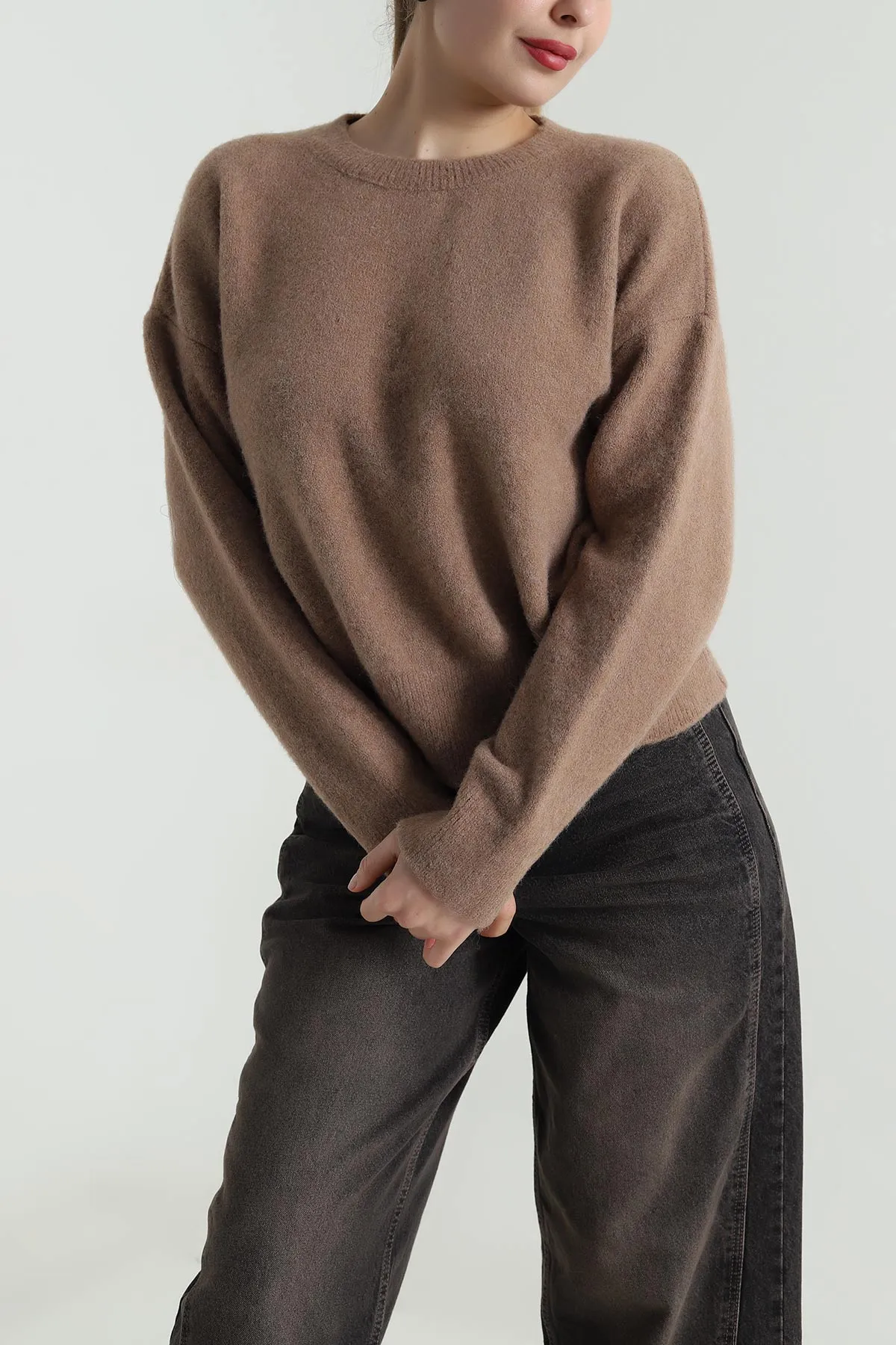 Camel Bisiklet Yaka Kadın Triko Kazak 496080