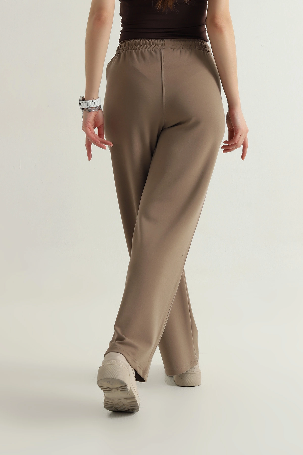 Camel Cepli Bel Lastikli Modal Kadın Pantolon 412528
