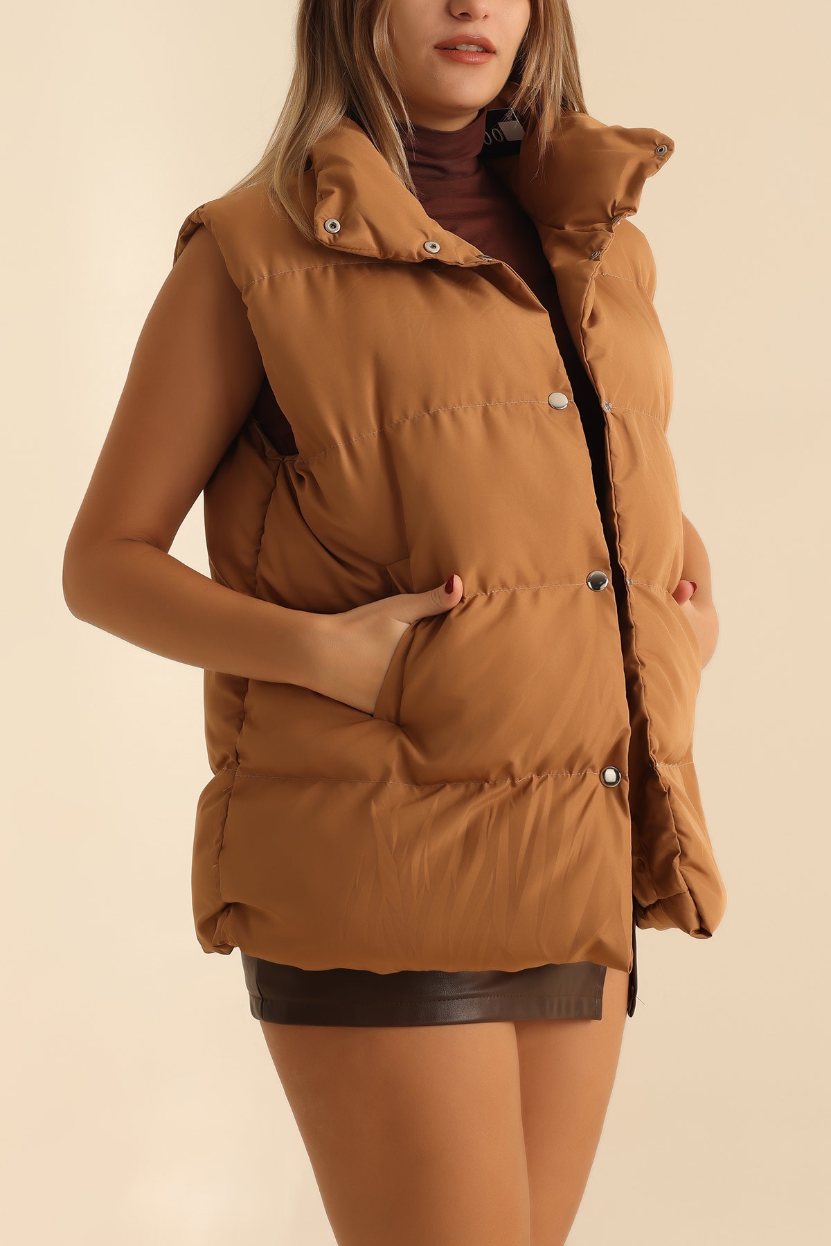 Camel Cepli Dolumlu Bayan Şişme Yelek 213052