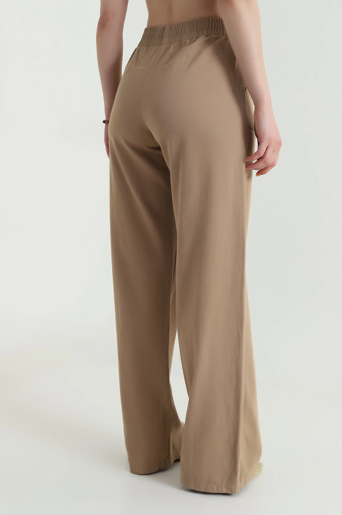 Camel Gabardin Palazzo Kadın Pantolon 469183