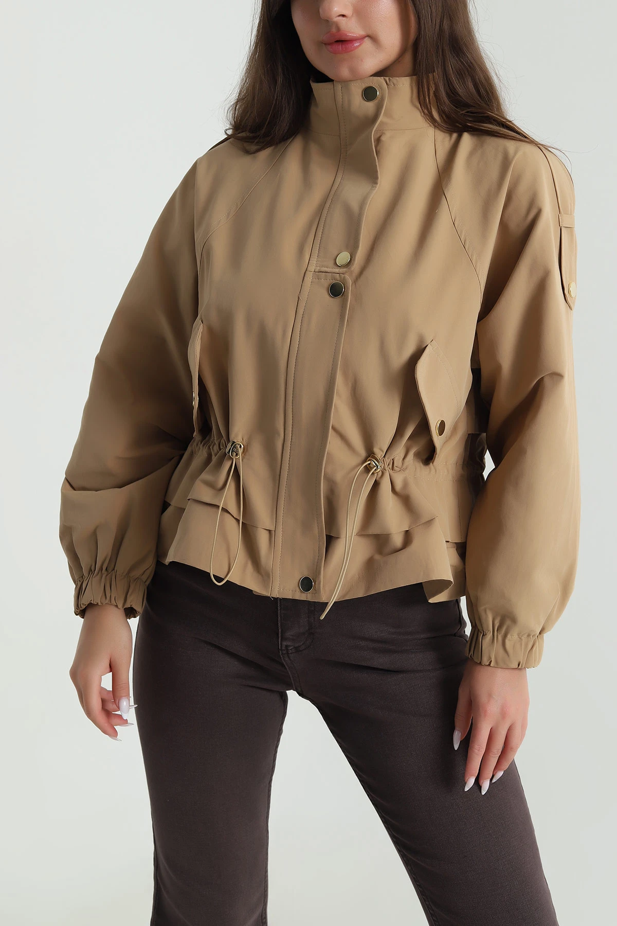 Camel Gold Düğmeli Marina Kadın Trençkot 489850