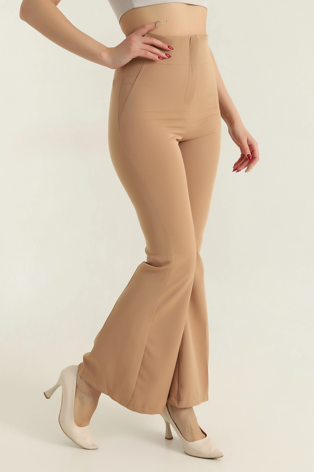 Camel İspanyol Paça Dabıl Kadın Pantolon 417424