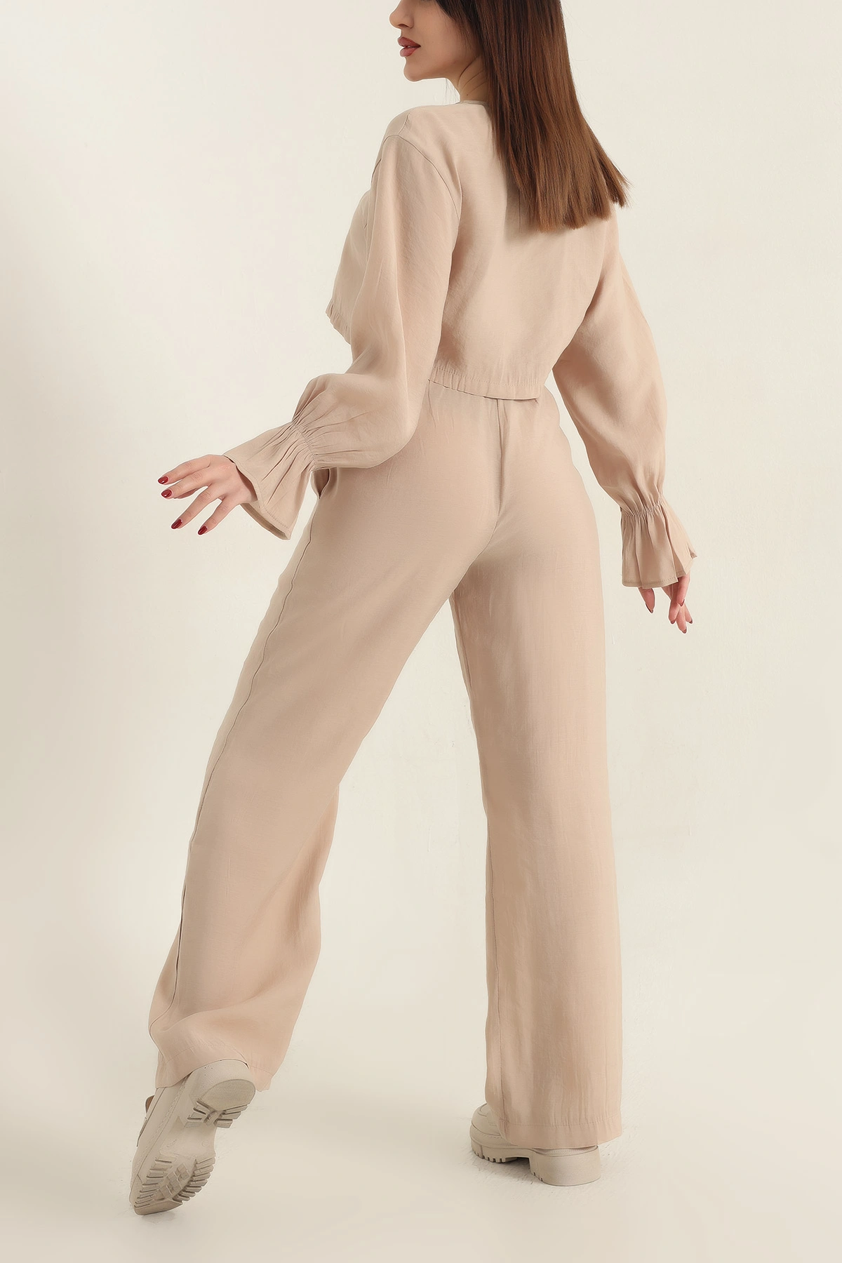 Camel Pantolon Bluz Tensel Bayan İkili Takım 337611