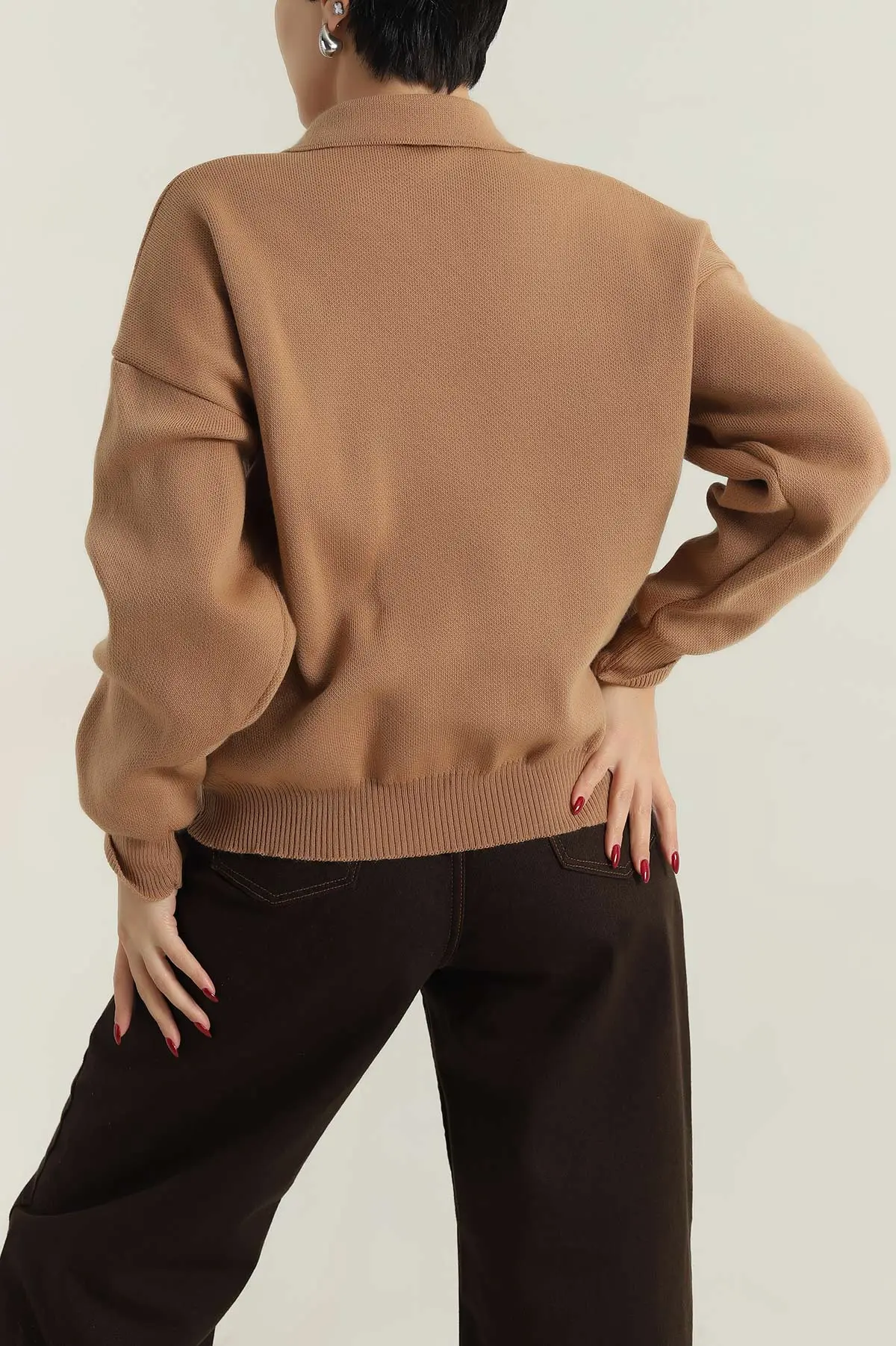 Camel Polo Yaka Triko Kadın Kazak 417010