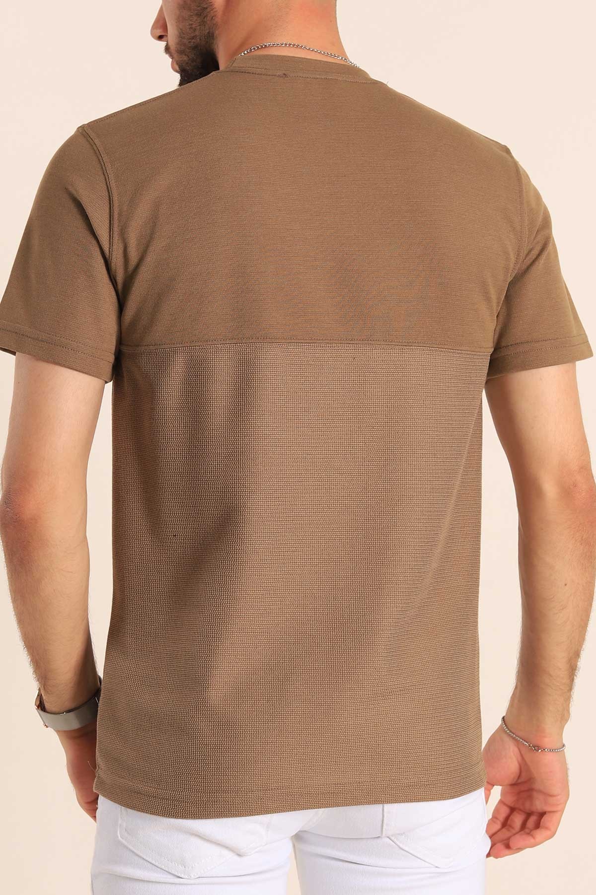 Camel Slim Fit Kabartma Baskılı Erkek Tişört 190041