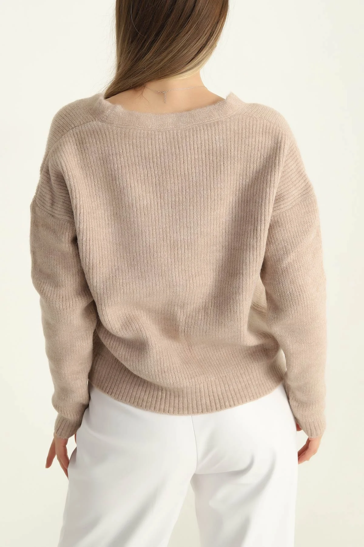 Camel Taş Düğmeli Selanik Triko Hırka 294793