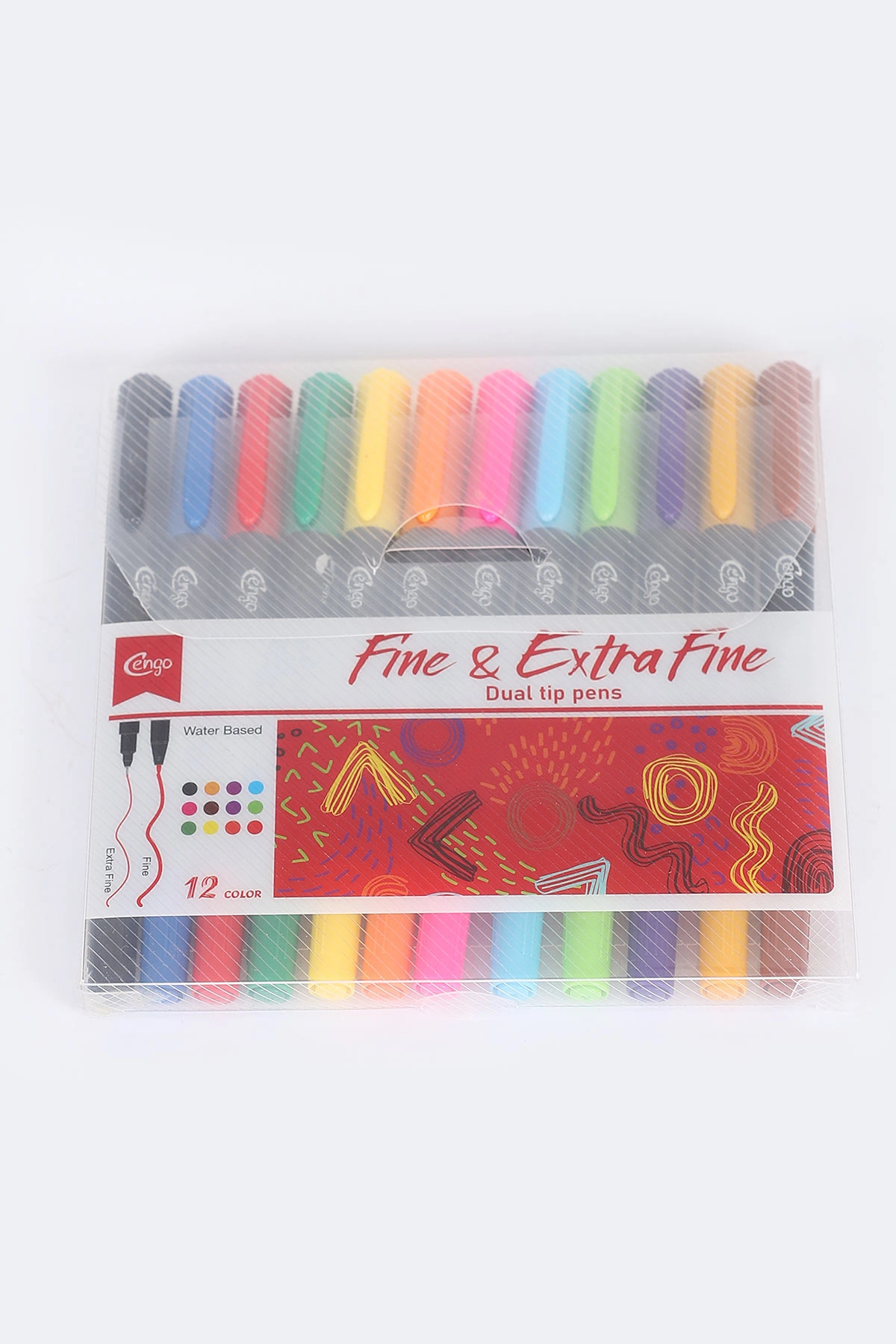Cengo Çift Uçlu Fineliner 12 Renk Çizim Kalemi 0.4mm 384347