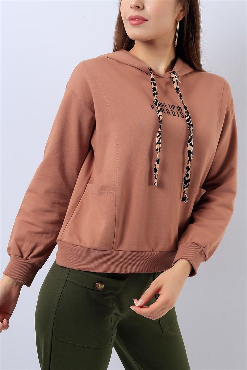 Cep Detaylı Kiremit Bayan Sweat 17831B