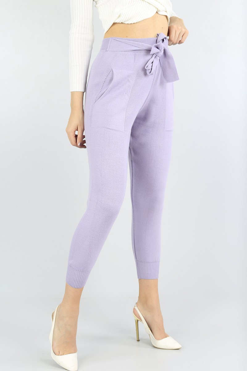 Cepli Bağlamalı Bayan Triko Pantolon 55841