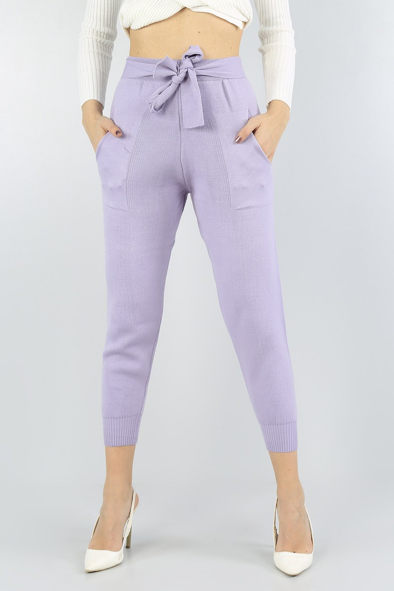 Cepli Bağlamalı Bayan Triko Pantolon 55841