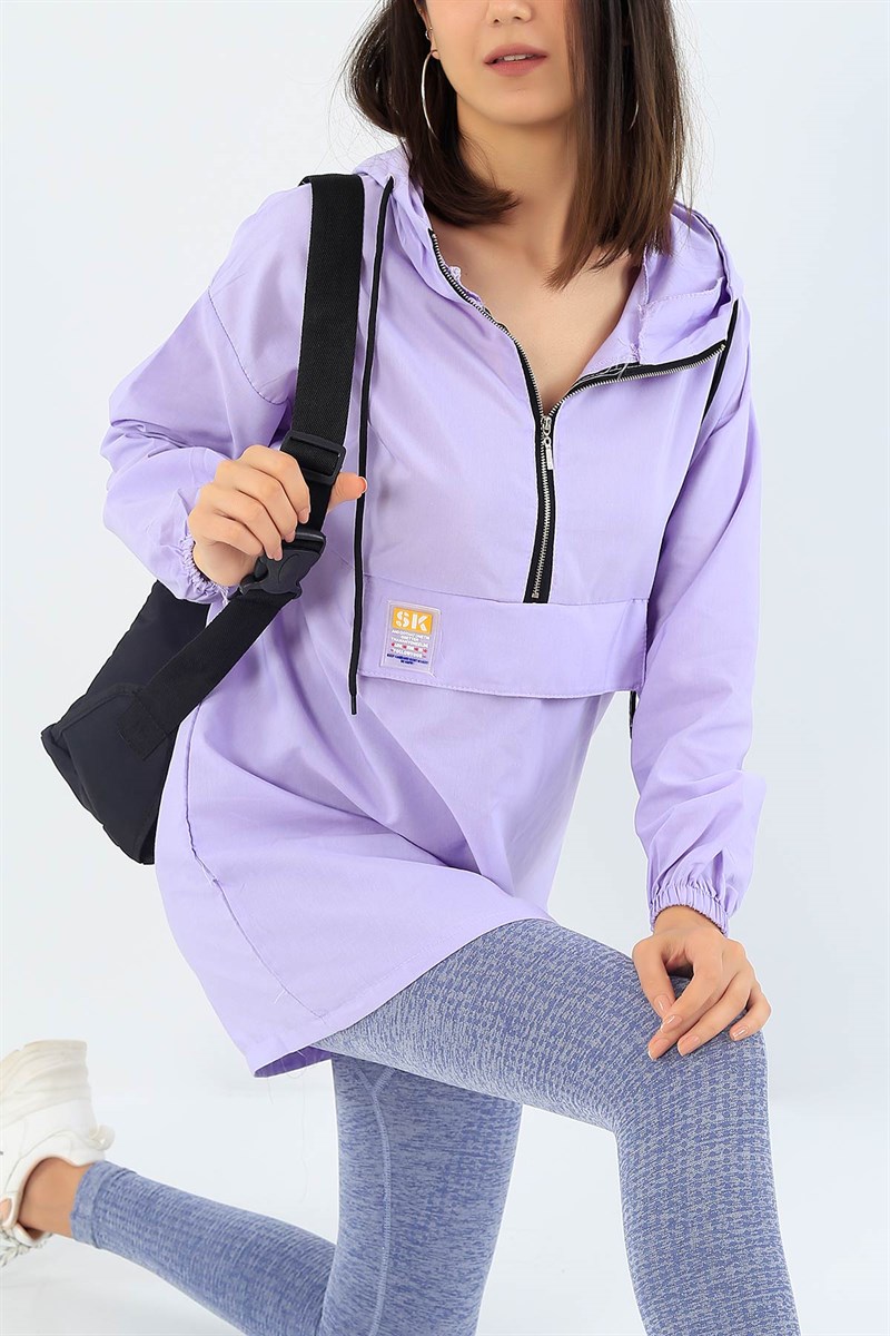 Fermuarlı Lila Keten Tunik 37376