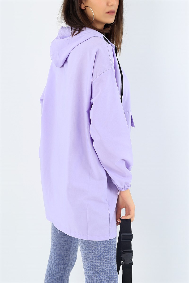 Fermuarlı Lila Keten Tunik 37376