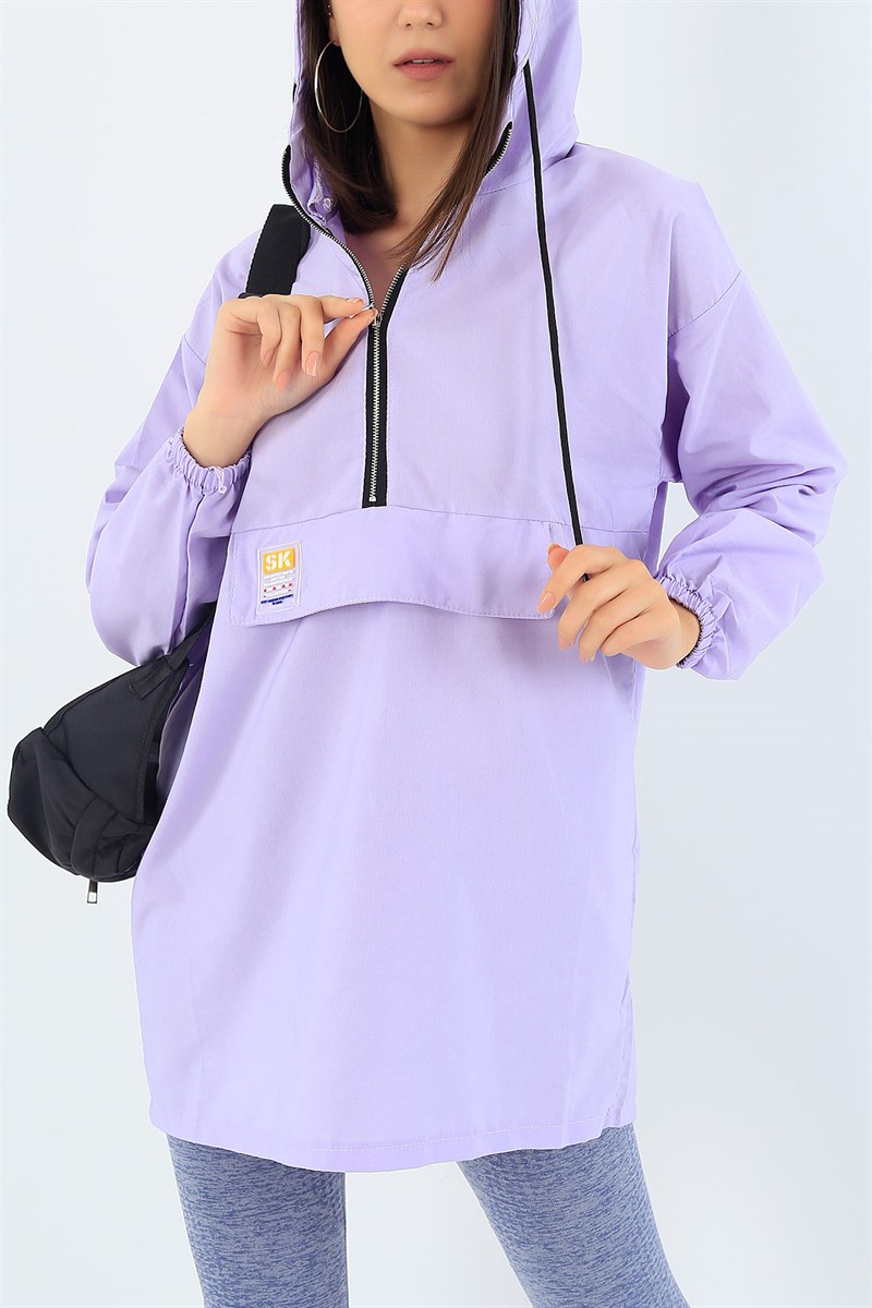 Fermuarlı Lila Keten Tunik 37376