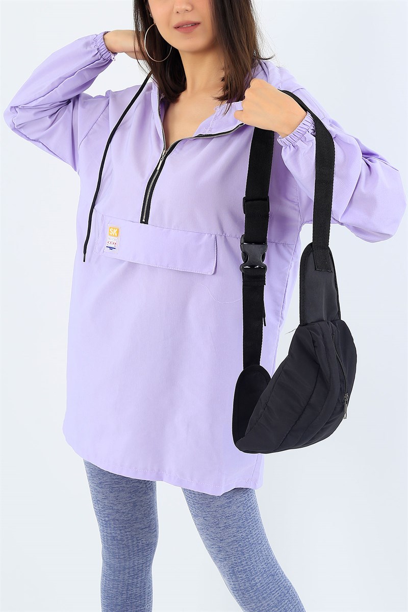 Fermuarlı Lila Keten Tunik 37376