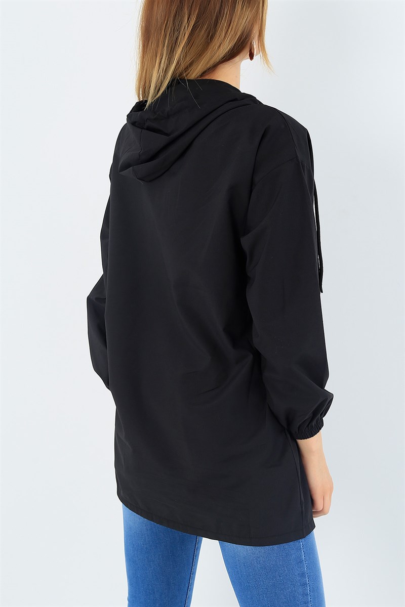 Fermuarlı Siyah Keten Tunik 37375