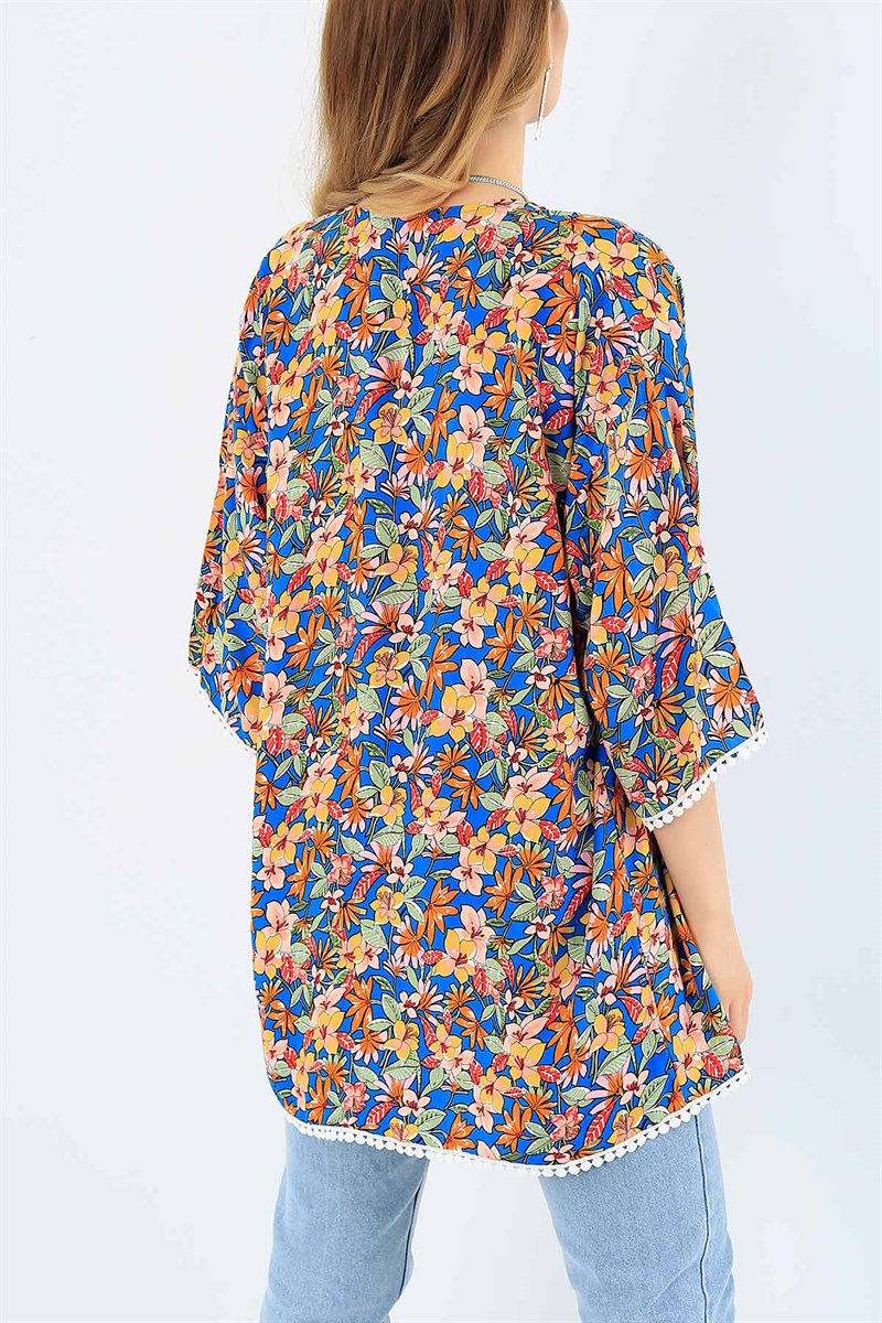 Çiçek Desenli Dokuma Kimono 35675
