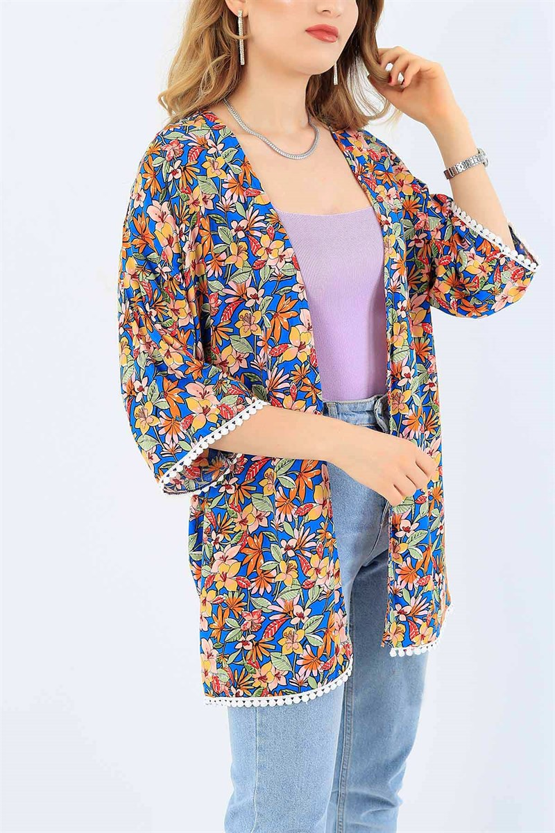Çiçek Desenli Dokuma Kimono 35675