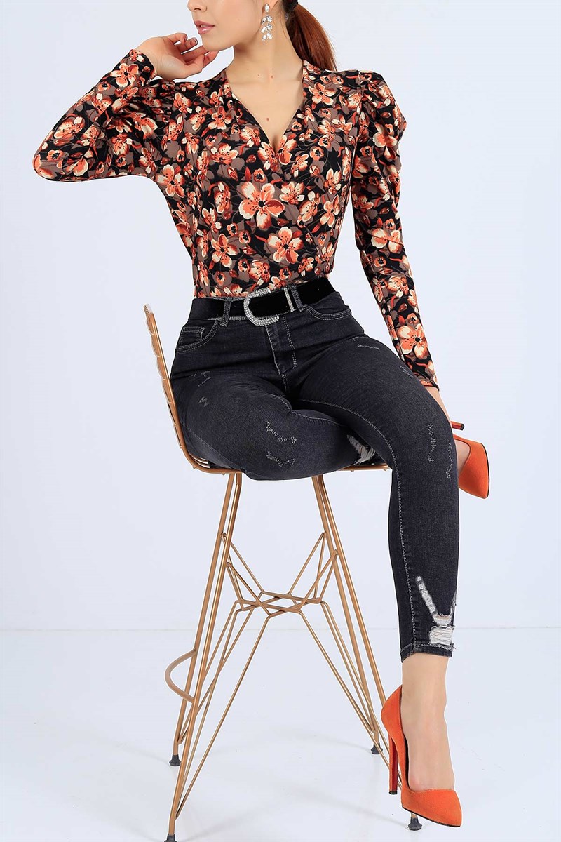 Çiçek Desenli Zıbın Bluz 26280B