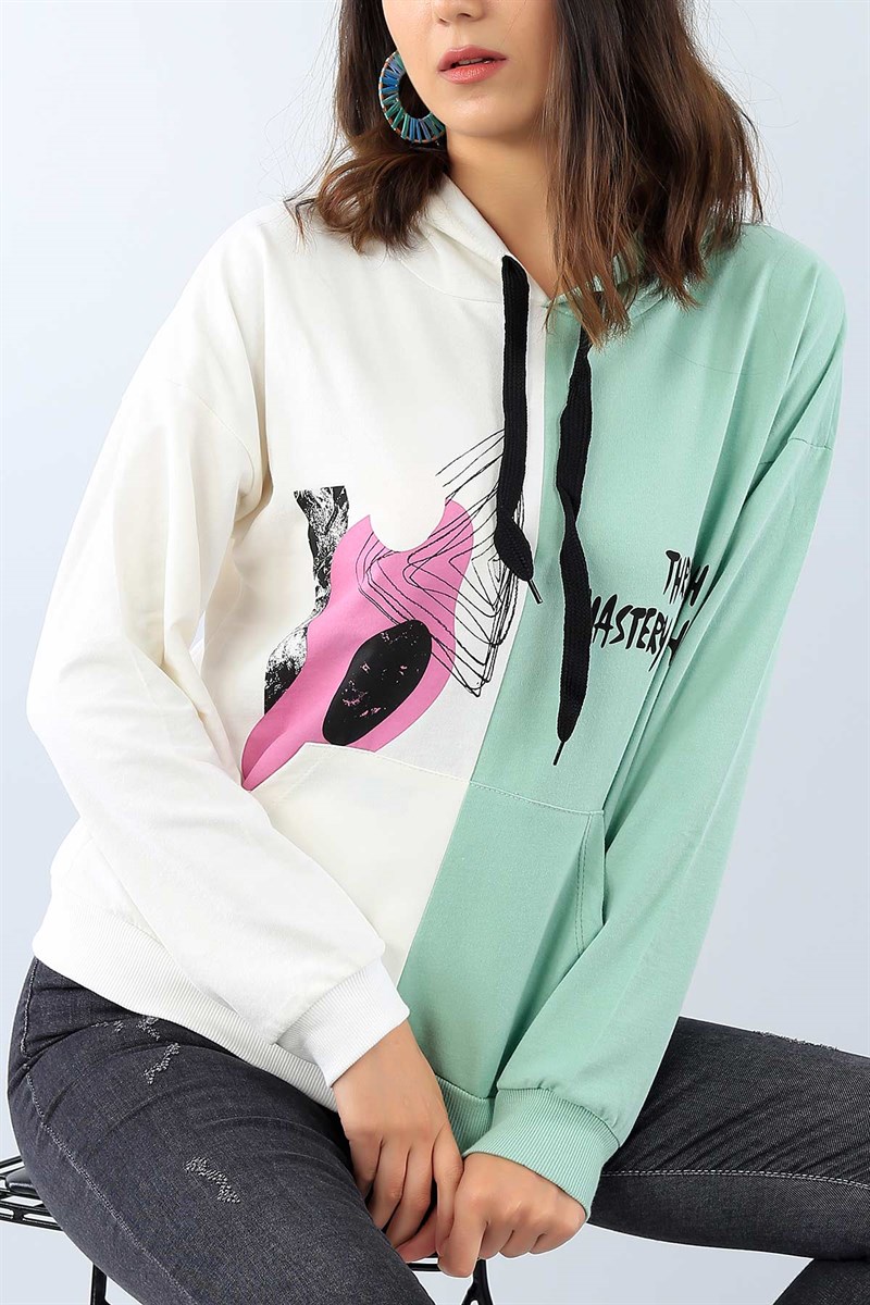 Çift Renk Tasarımlı Bayan Sweat 38543