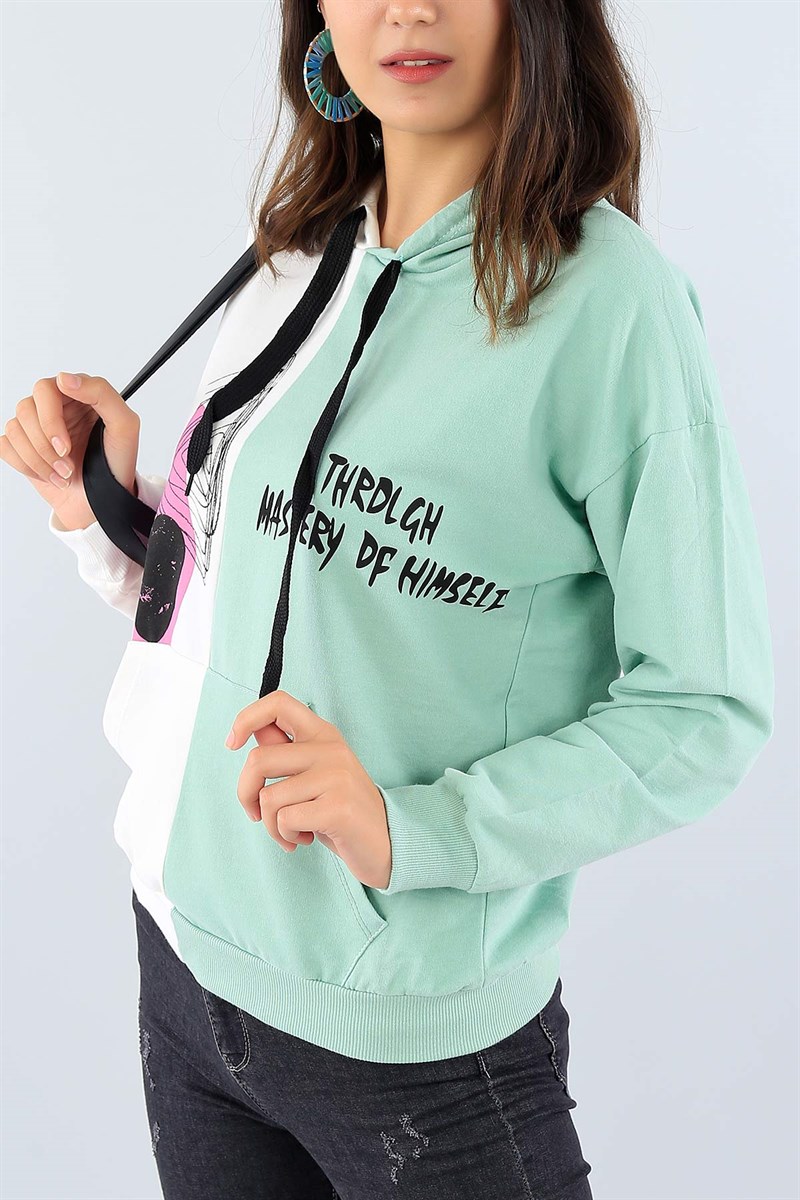 Çift Renk Tasarımlı Bayan Sweat 38543