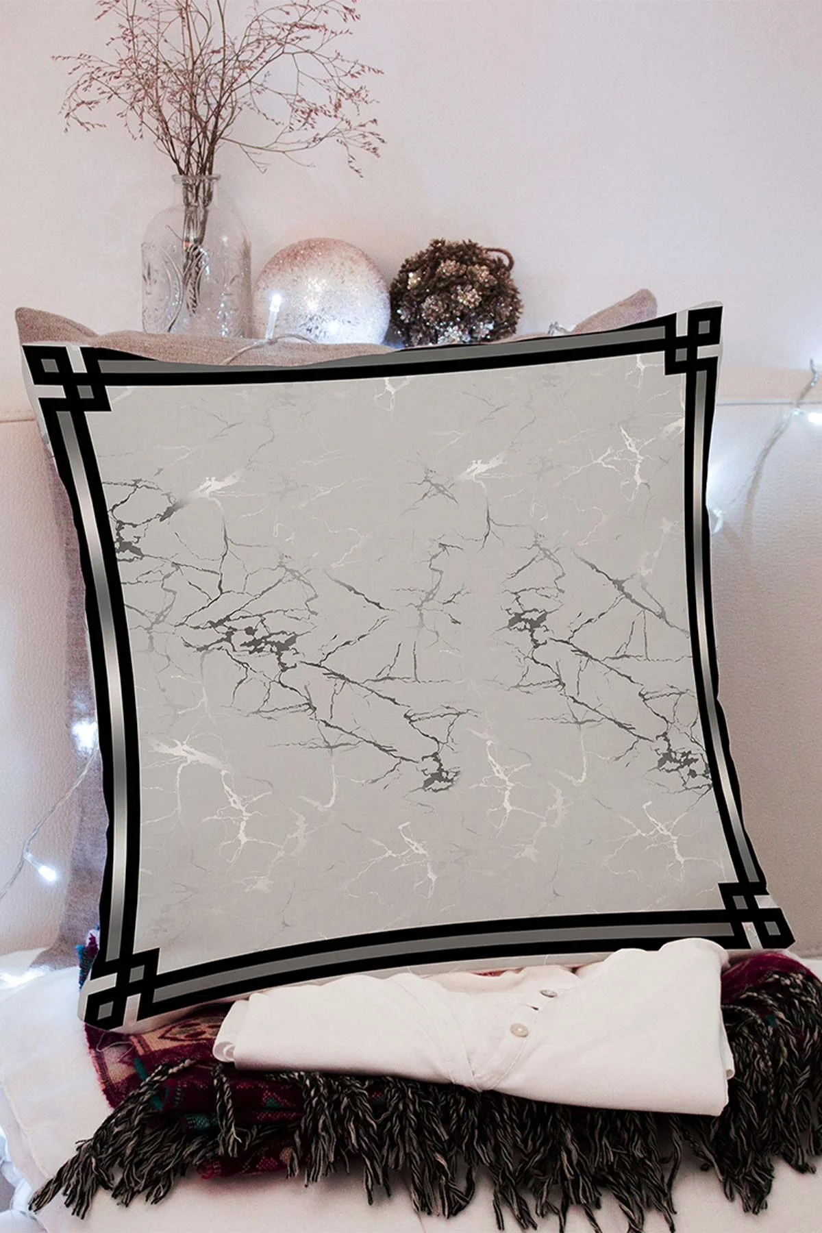 43x43 Dijital Baskılı Fermuarlı Modern Kırlent Kılıfı 308779