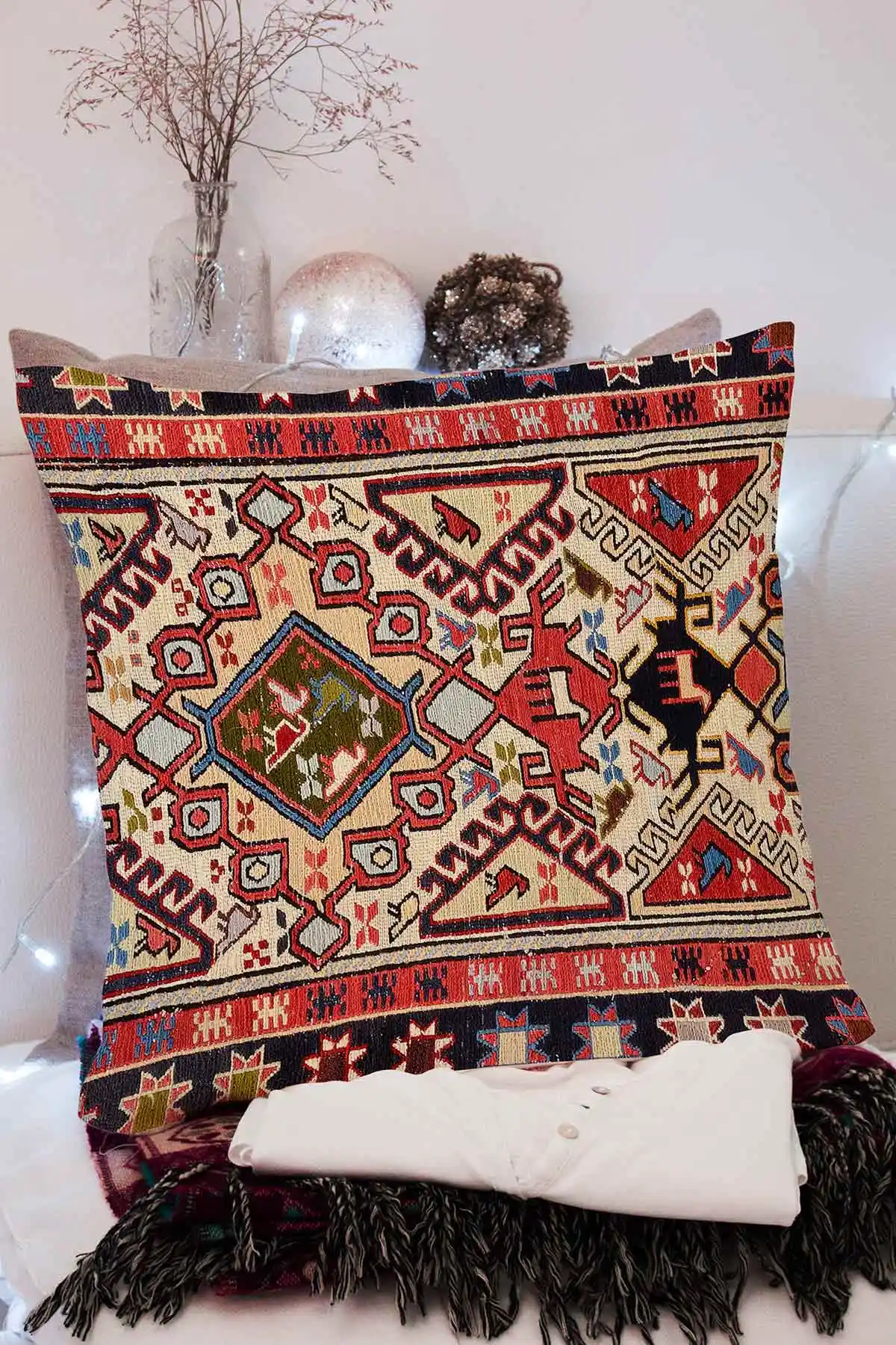 43x43 Dijital Baskılı Fermuarlı Modern Kırlent Kılıfı 308760