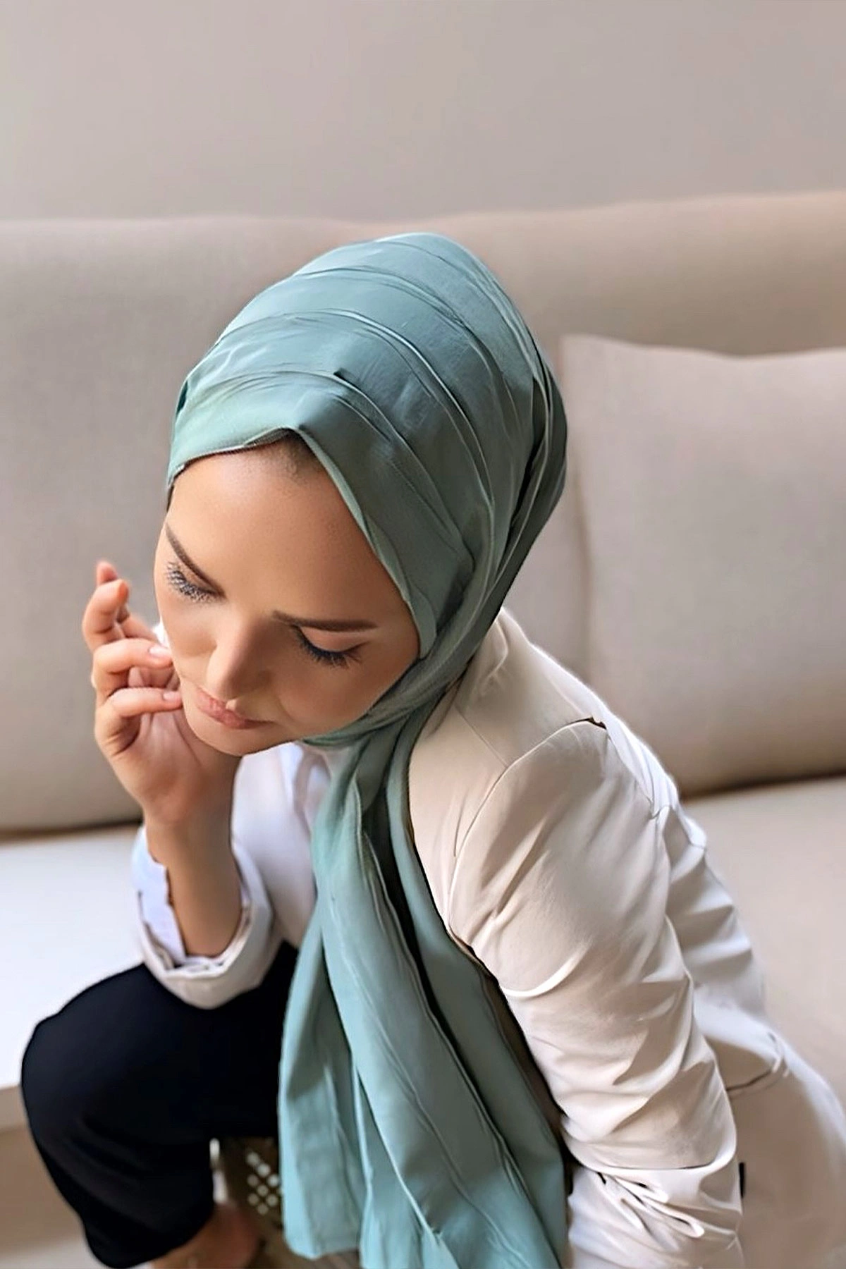 Su Yeşili 75x180 Piliseli Bambu Şal 282803